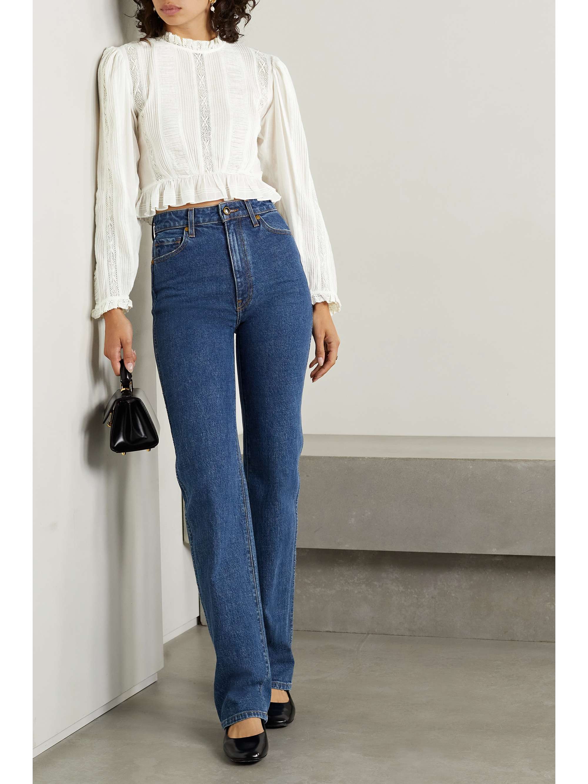 DÔEN Heloise lace-trimmed pintucked cotton-voile top