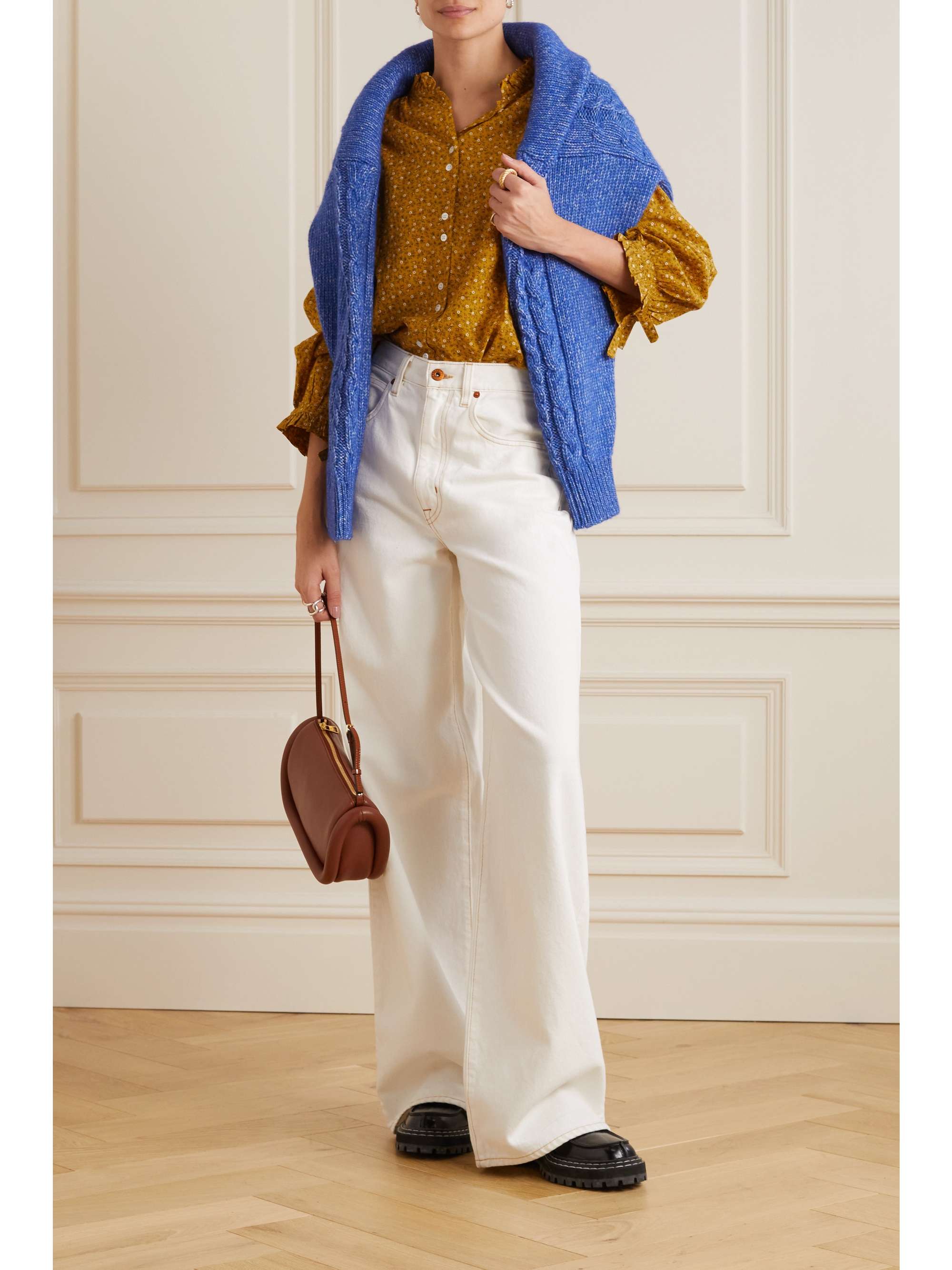 DÔEN Rose floral-print cotton-blend blouse