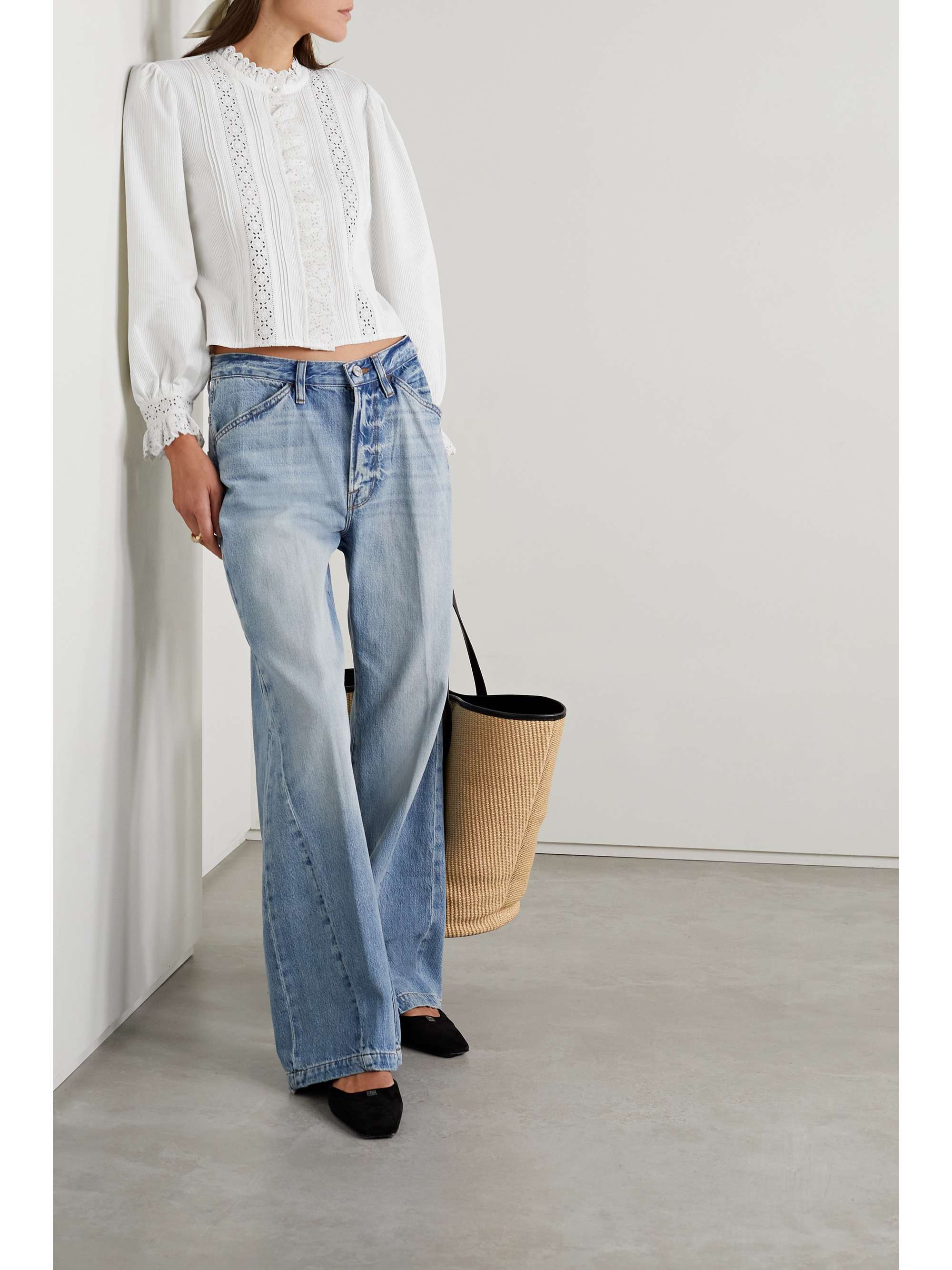 DÔEN Vermont ribbed broderie anglaise organic cotton shirt