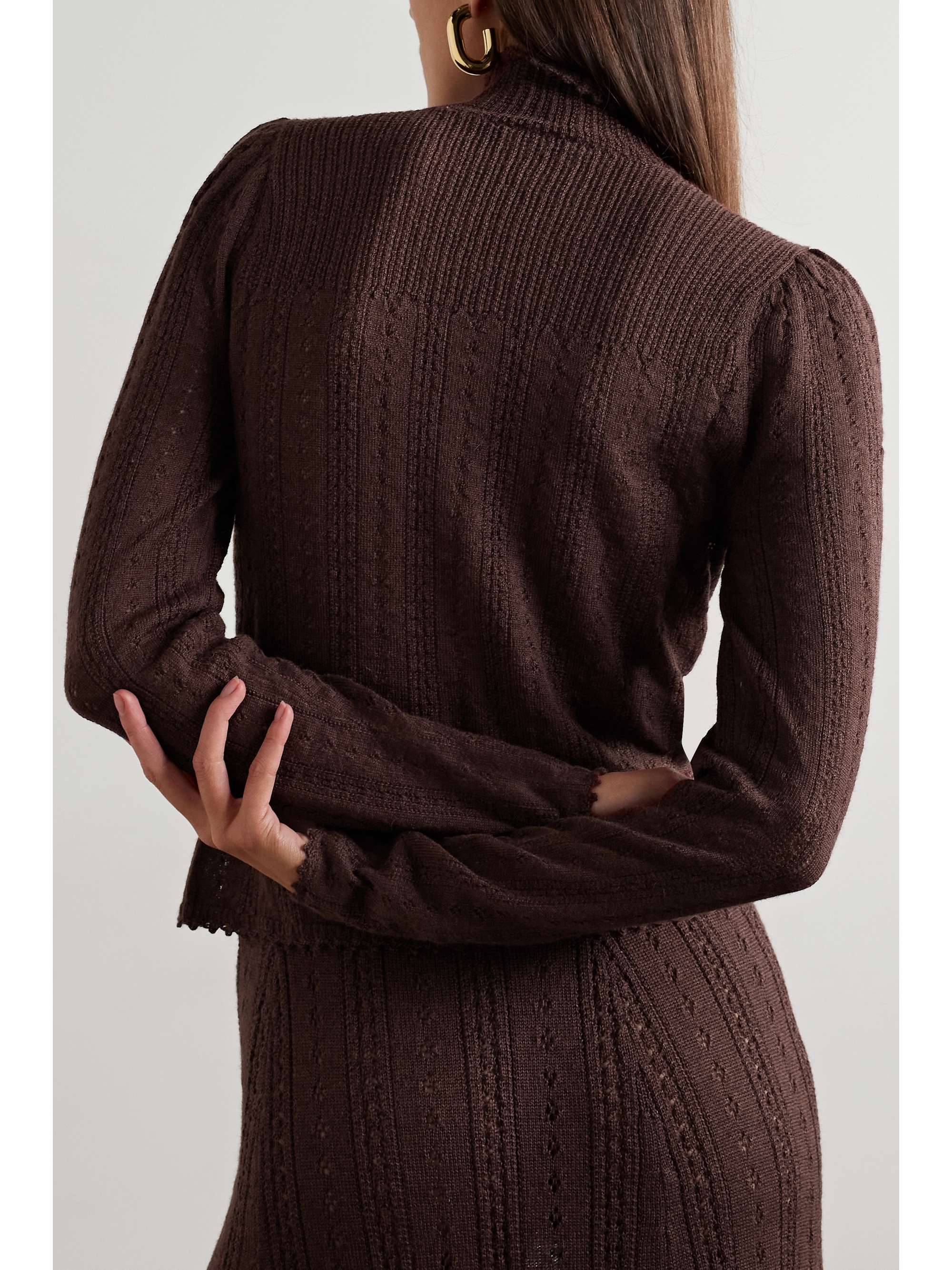 DÔEN Minou pointelle-knit alpaca and silk-blend turtleneck sweater