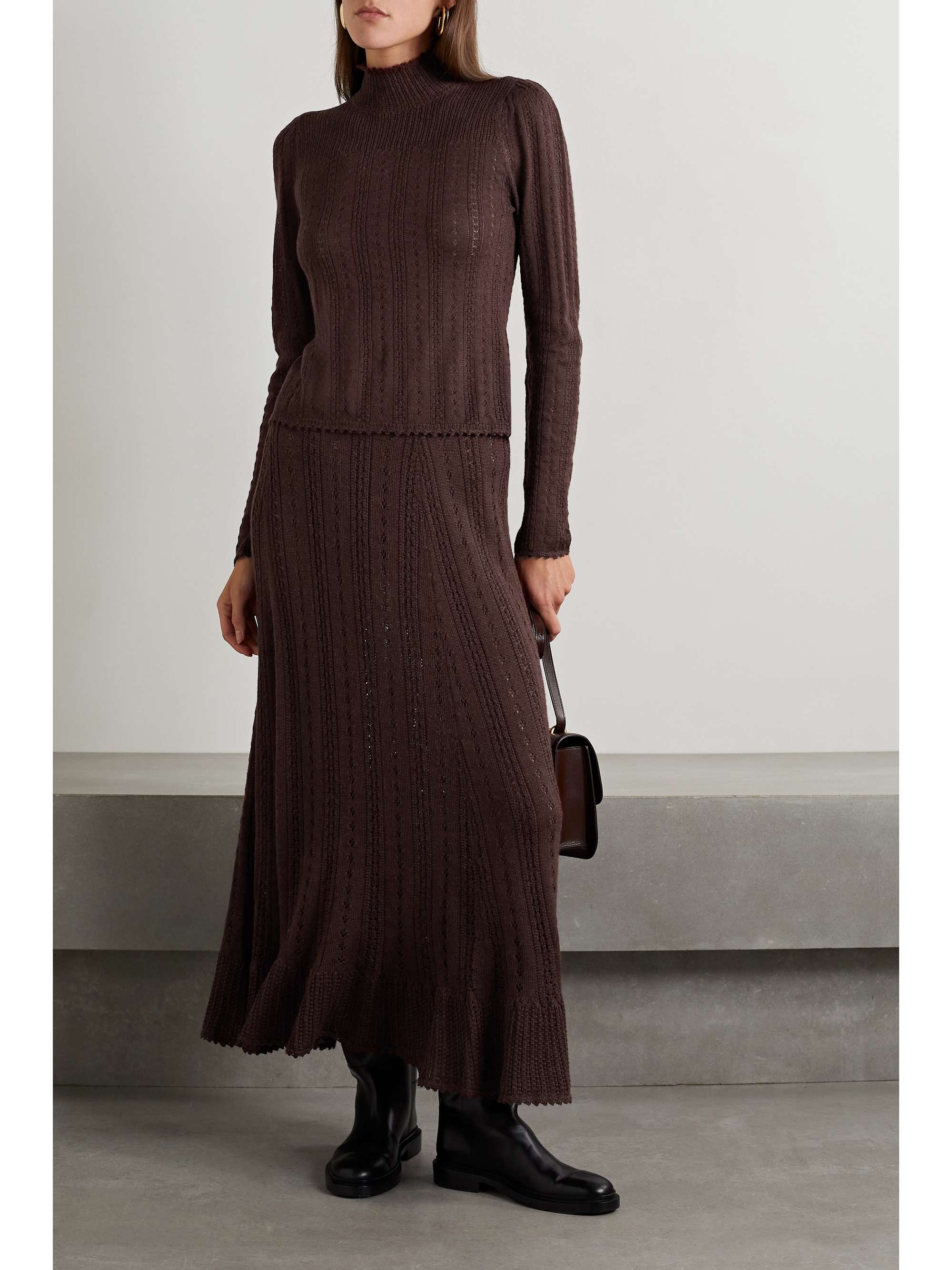 DÔEN Minou pointelle-knit alpaca and silk-blend turtleneck sweater