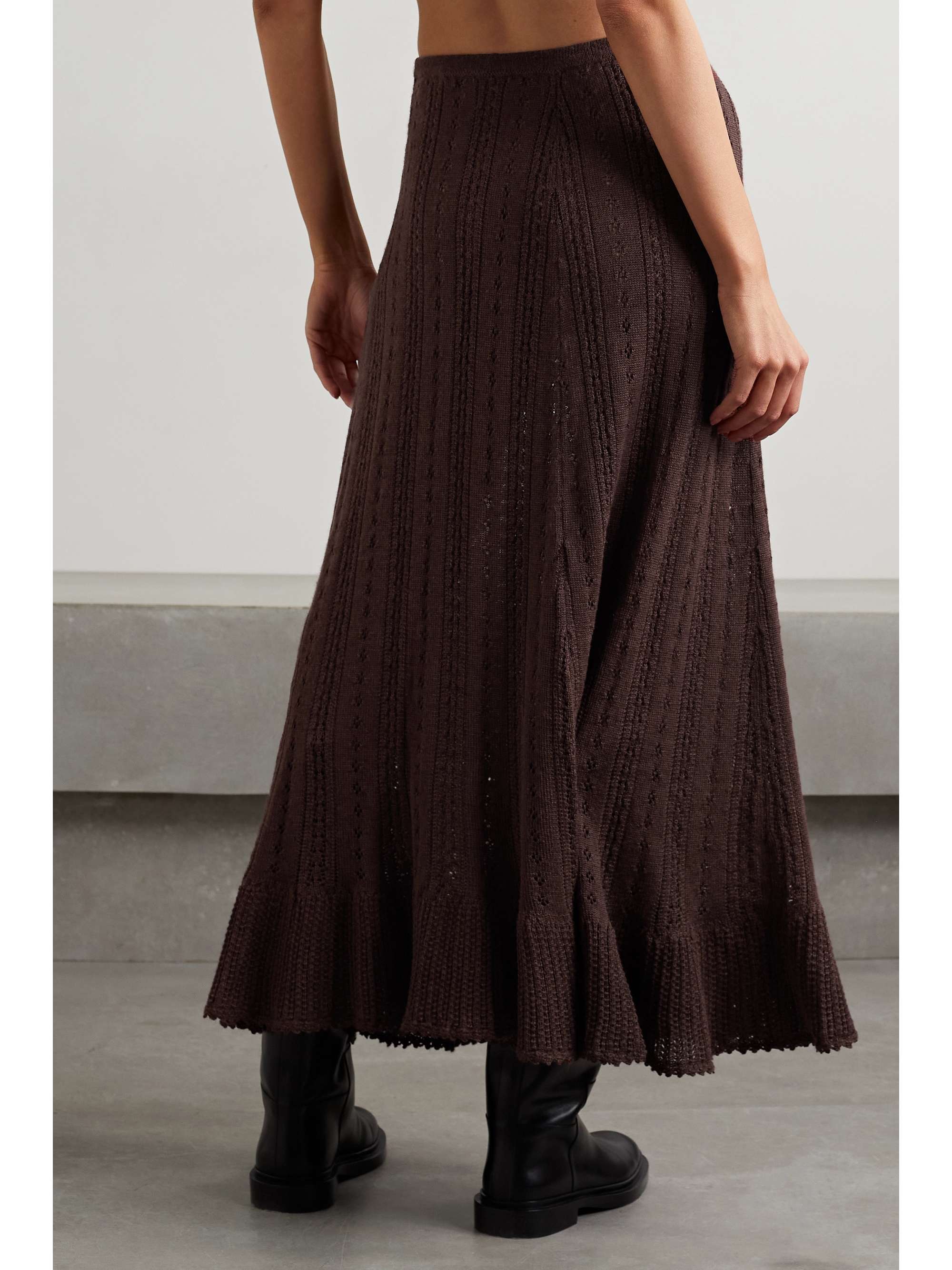 DÔEN Chantae pointelle-knit alpaca and silk-blend midi skirt