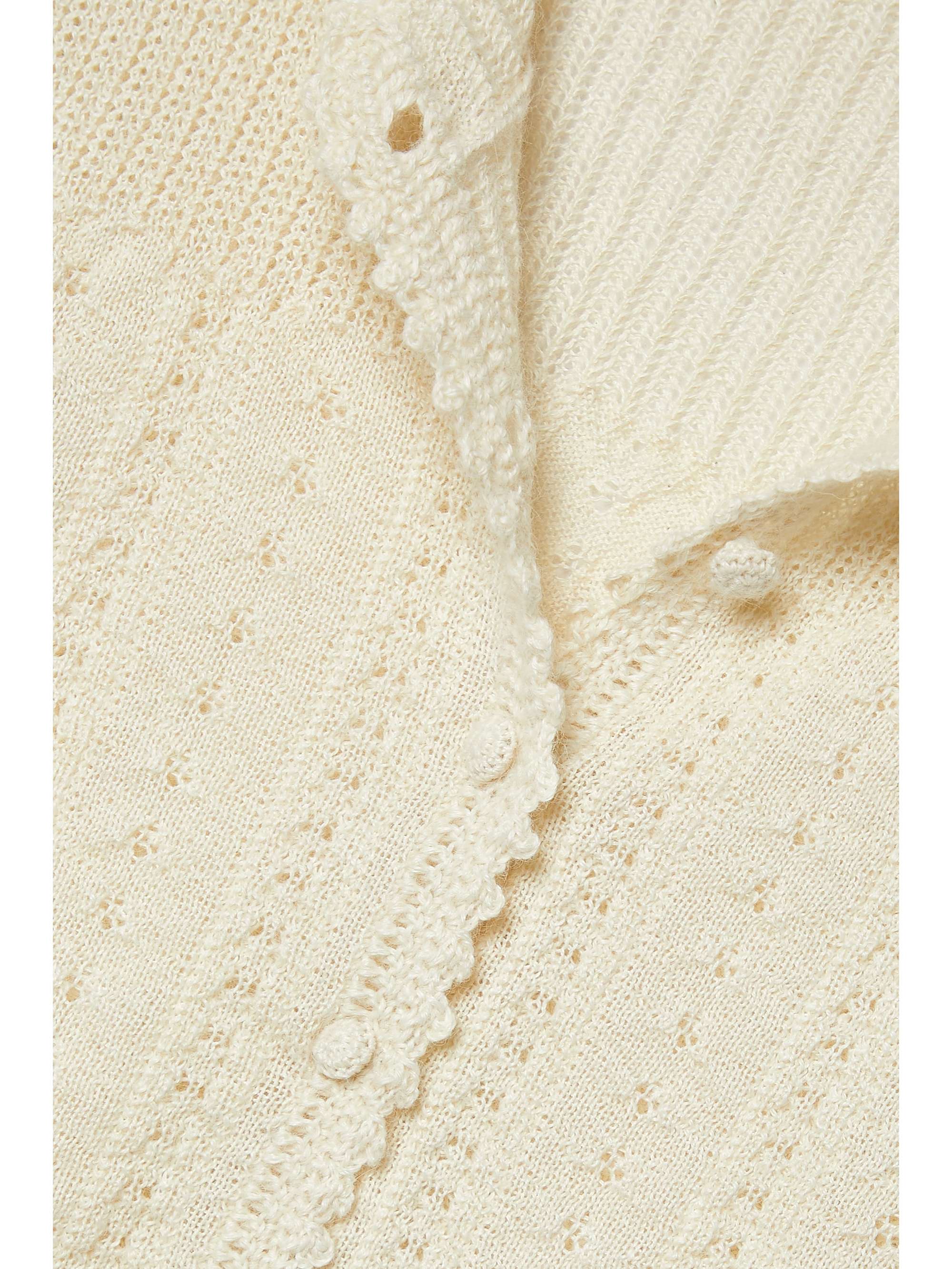 DÔEN Fostine belted pointelle-knit alpaca and silk-blend cardigan