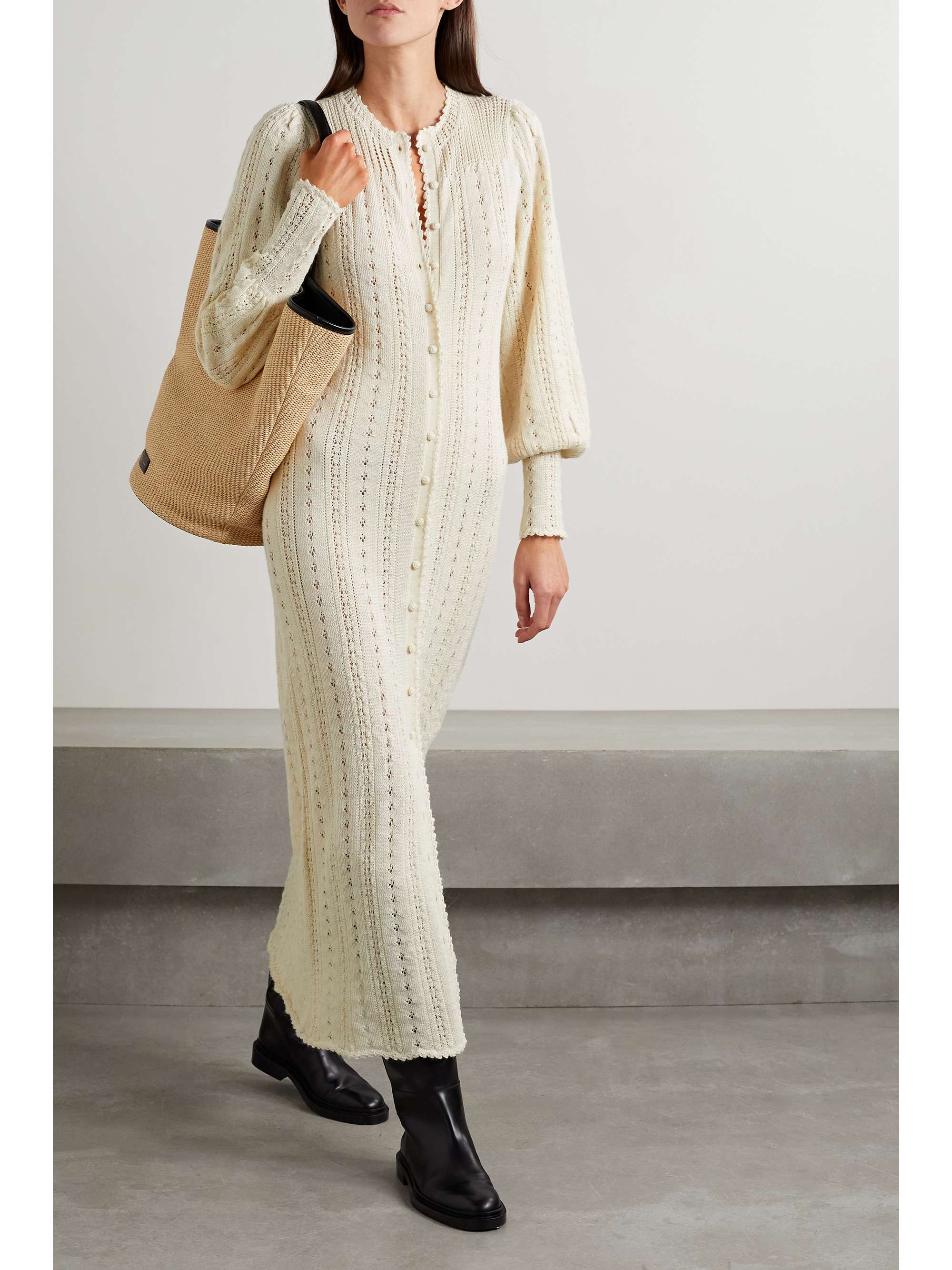 DÔEN Rosie pointelle-knit alpaca and silk-blend midi dress