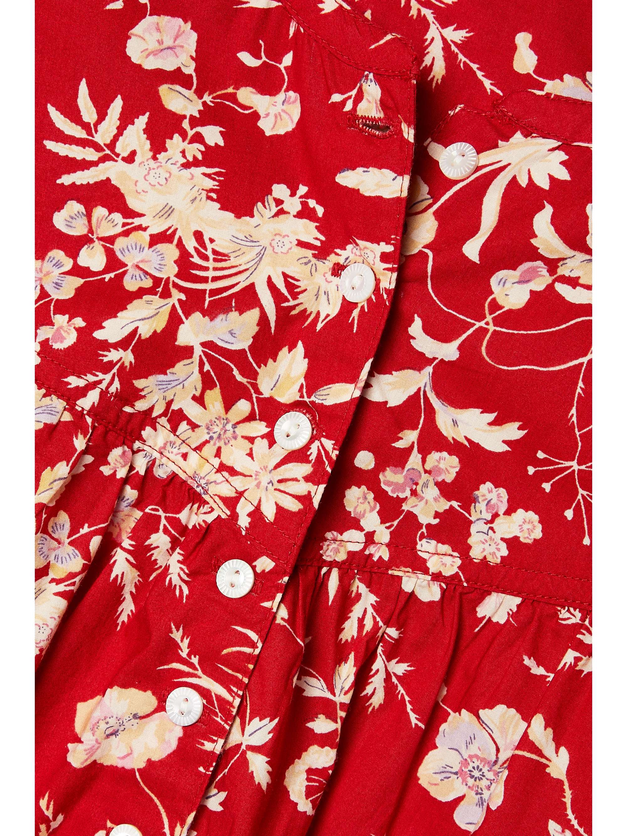 DÔEN Amelia gathered floral-print cotton-poplin top