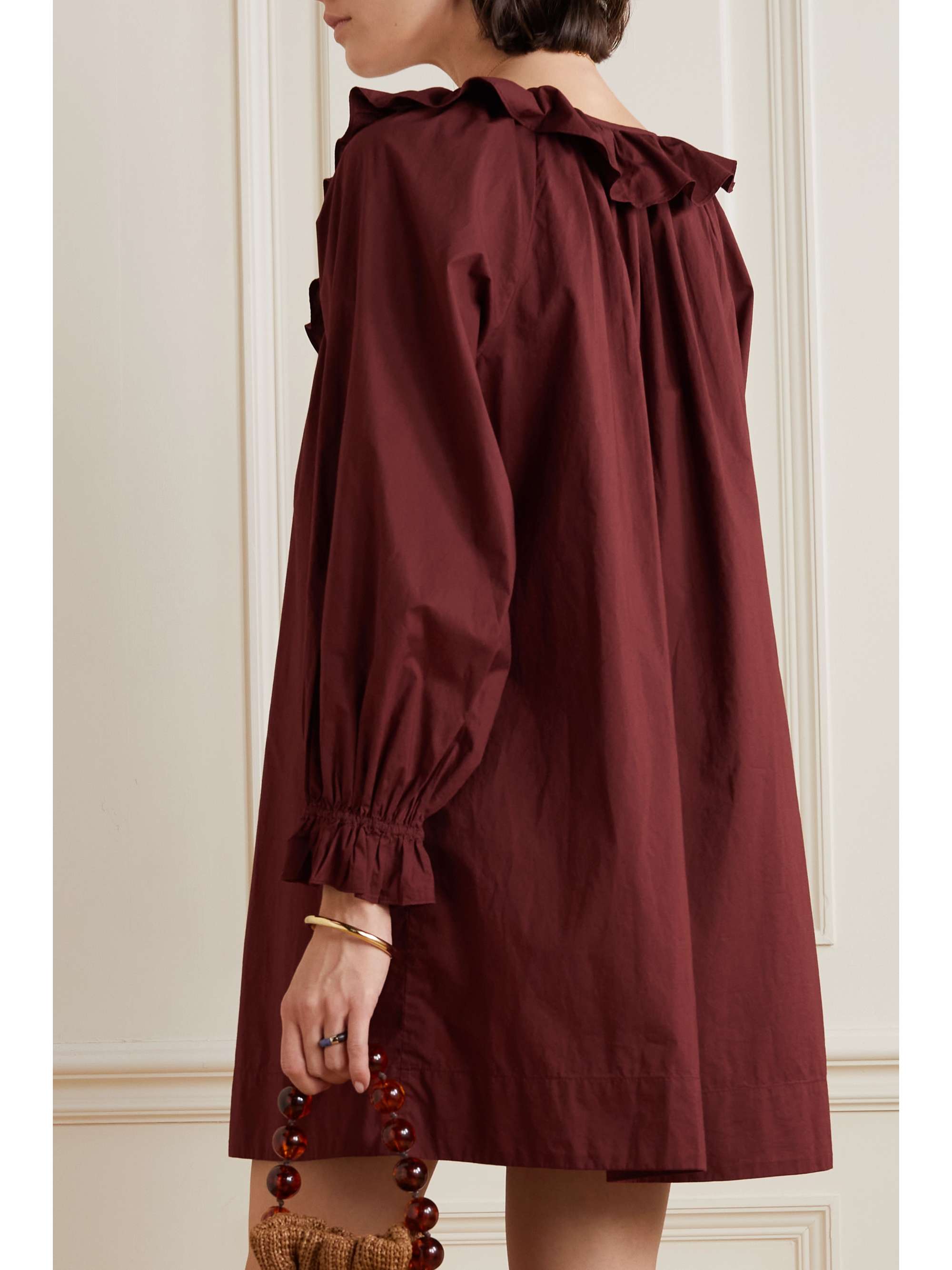 DÔEN Jilian ruffled cotton-poplin mini dress