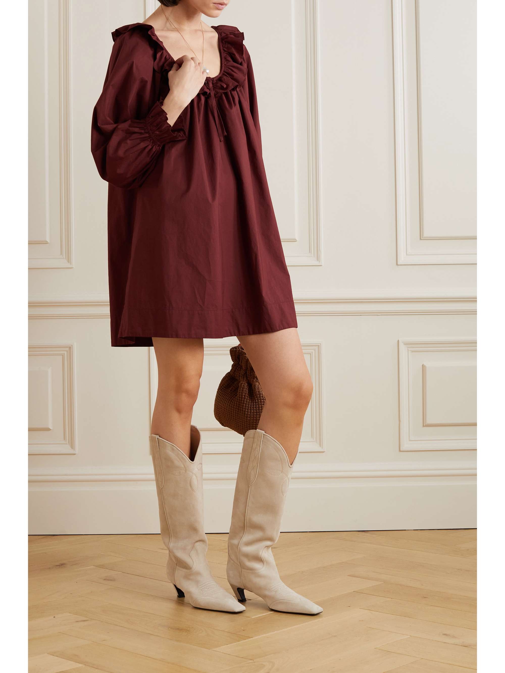 DÔEN Jilian ruffled cotton-poplin mini dress