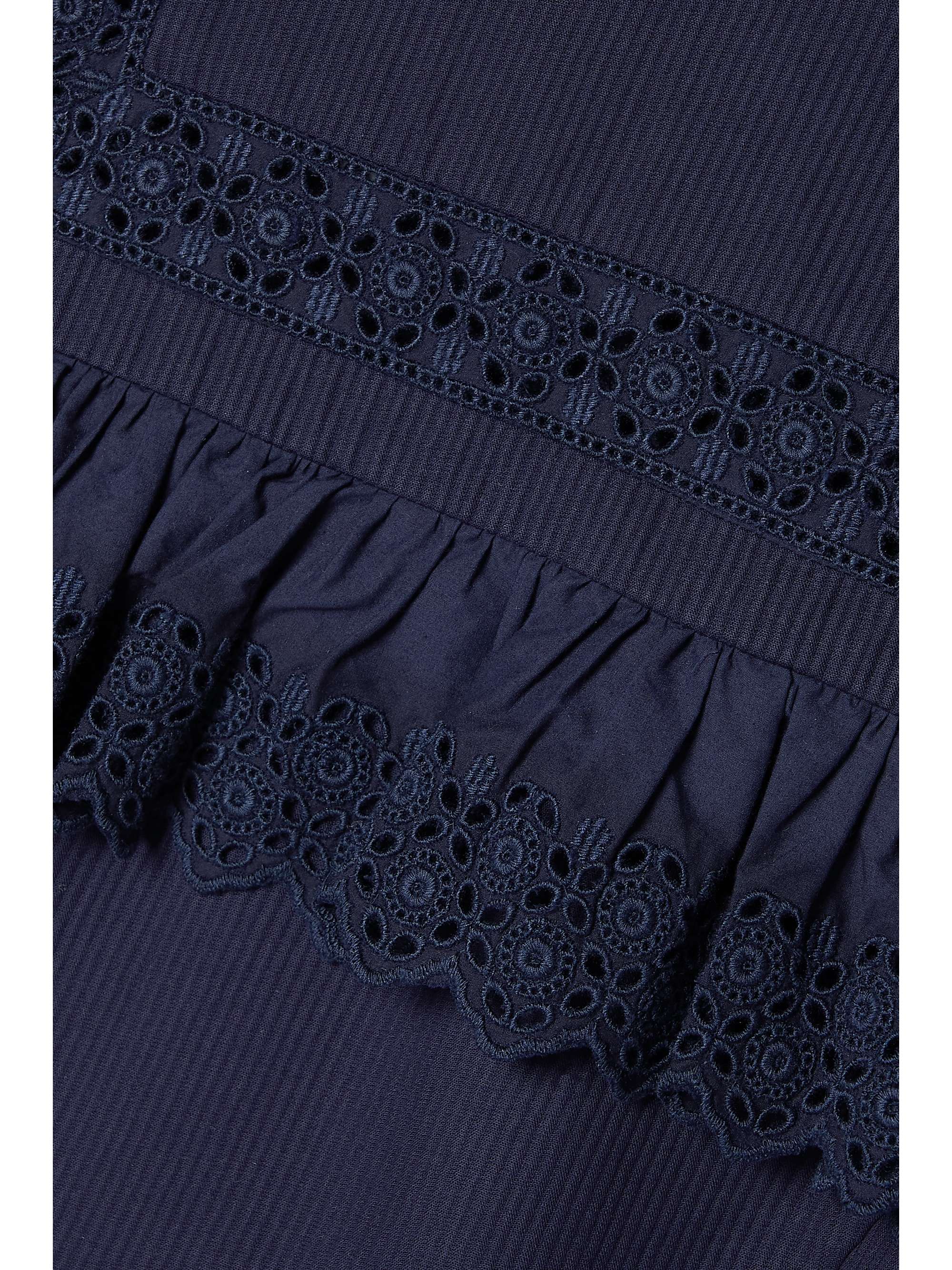 DÔEN Minore ruffled broderie anglaise-trimmed ribbed organic cotton mini dress