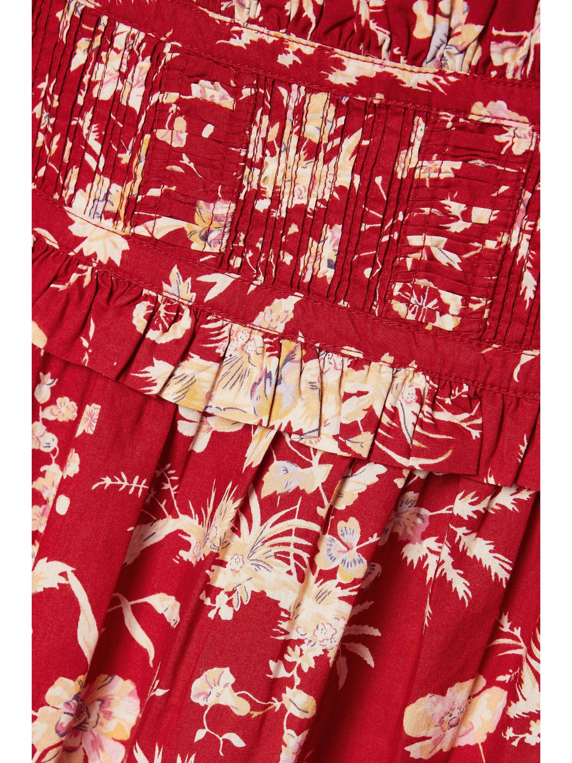DÔEN Acton pintucked floral-print cotton-poplin mini dress