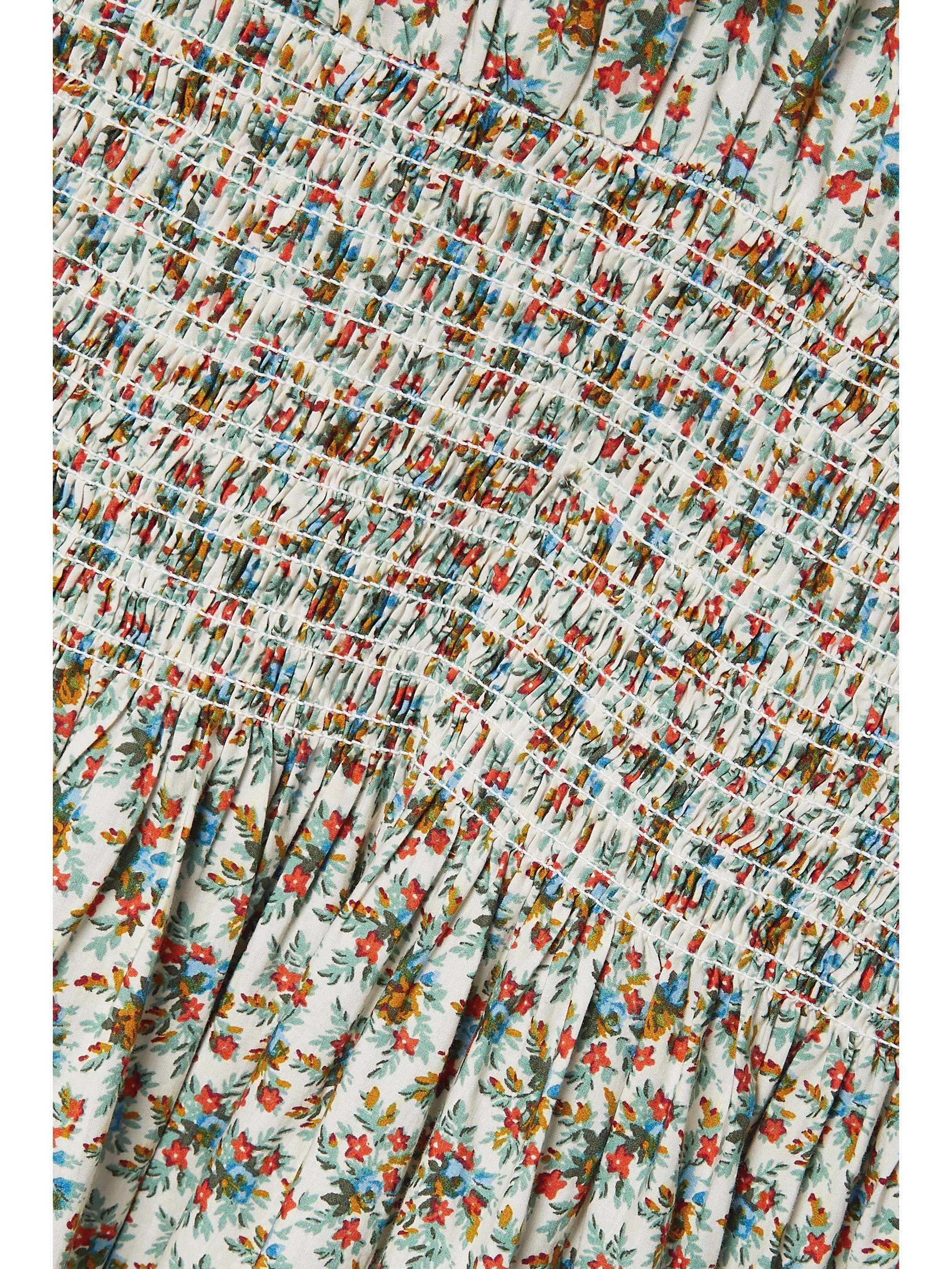 DÔEN Everly shirred floral-print cotton-poplin midi dress