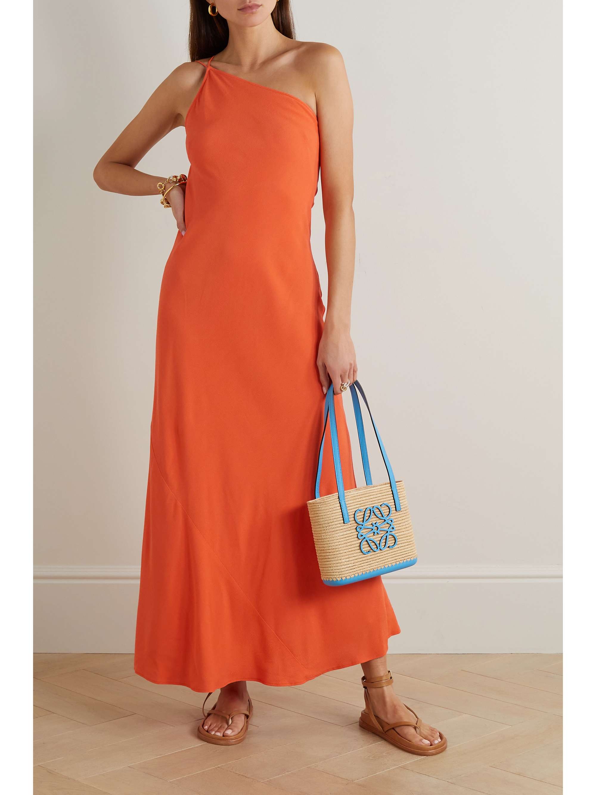 THREE GRACES LONDON クレープデシン マキシ ワンピース ワンショルダー