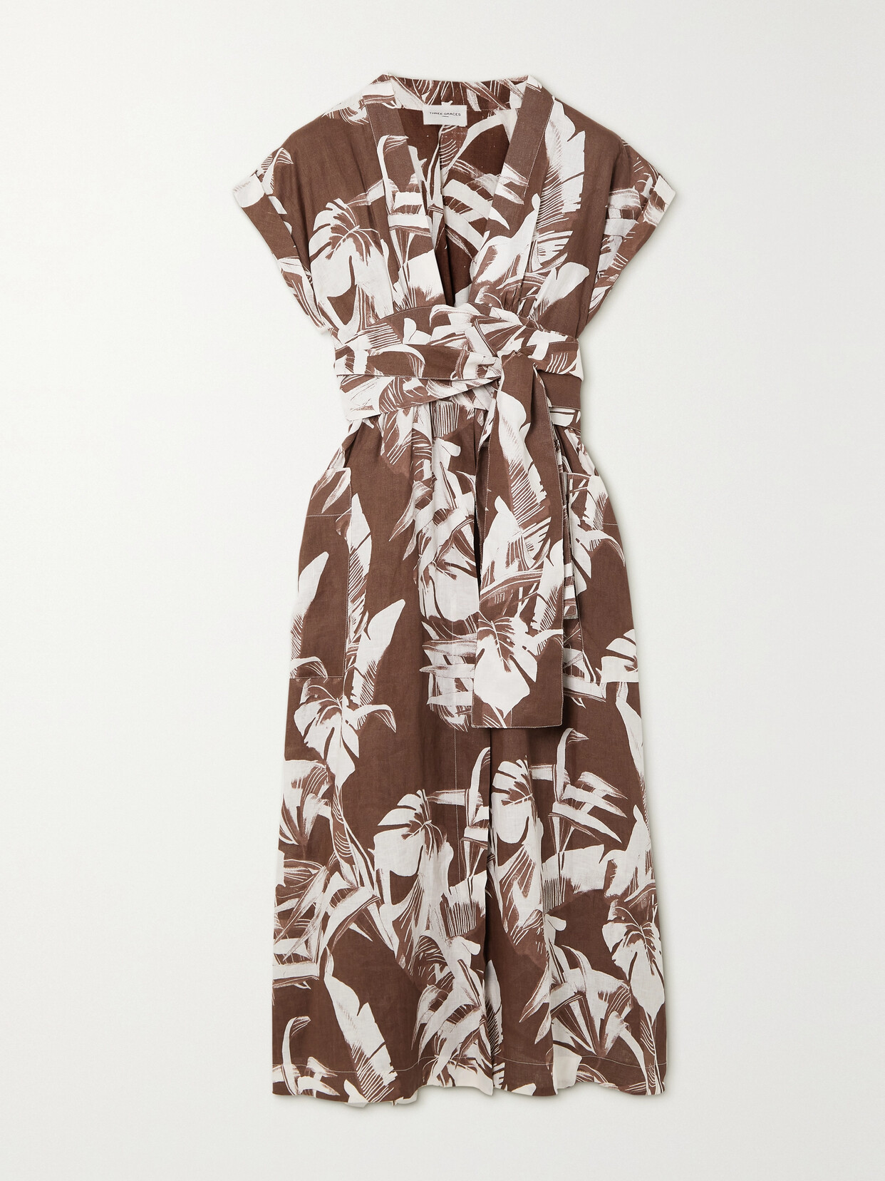 Three Graces London - Clarissa Floral-print Linen Wrap Midi Dress - Purple