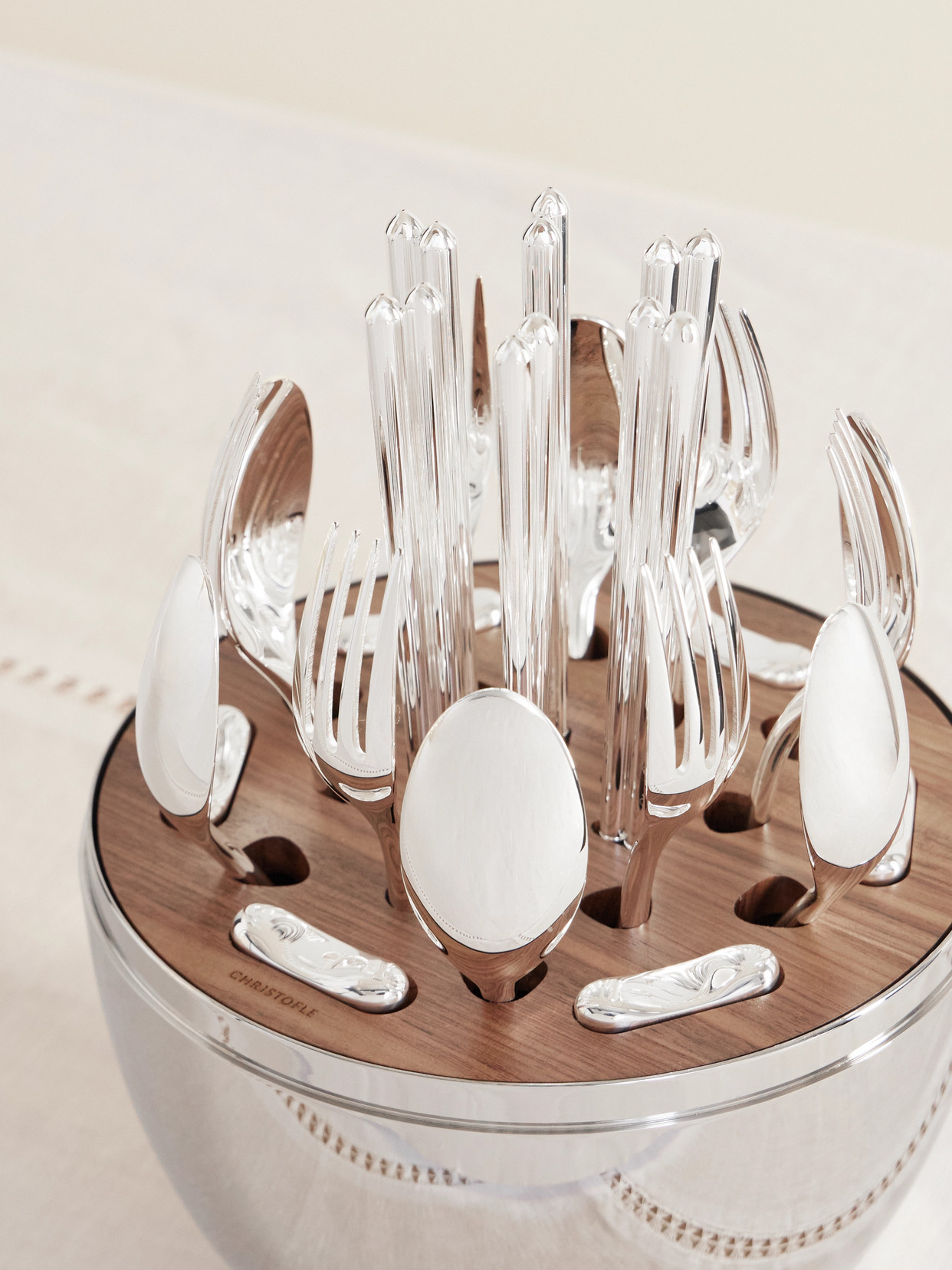 Christofle Mood Asia 24-piece Silver-plated Flatware Set With Case In Silver