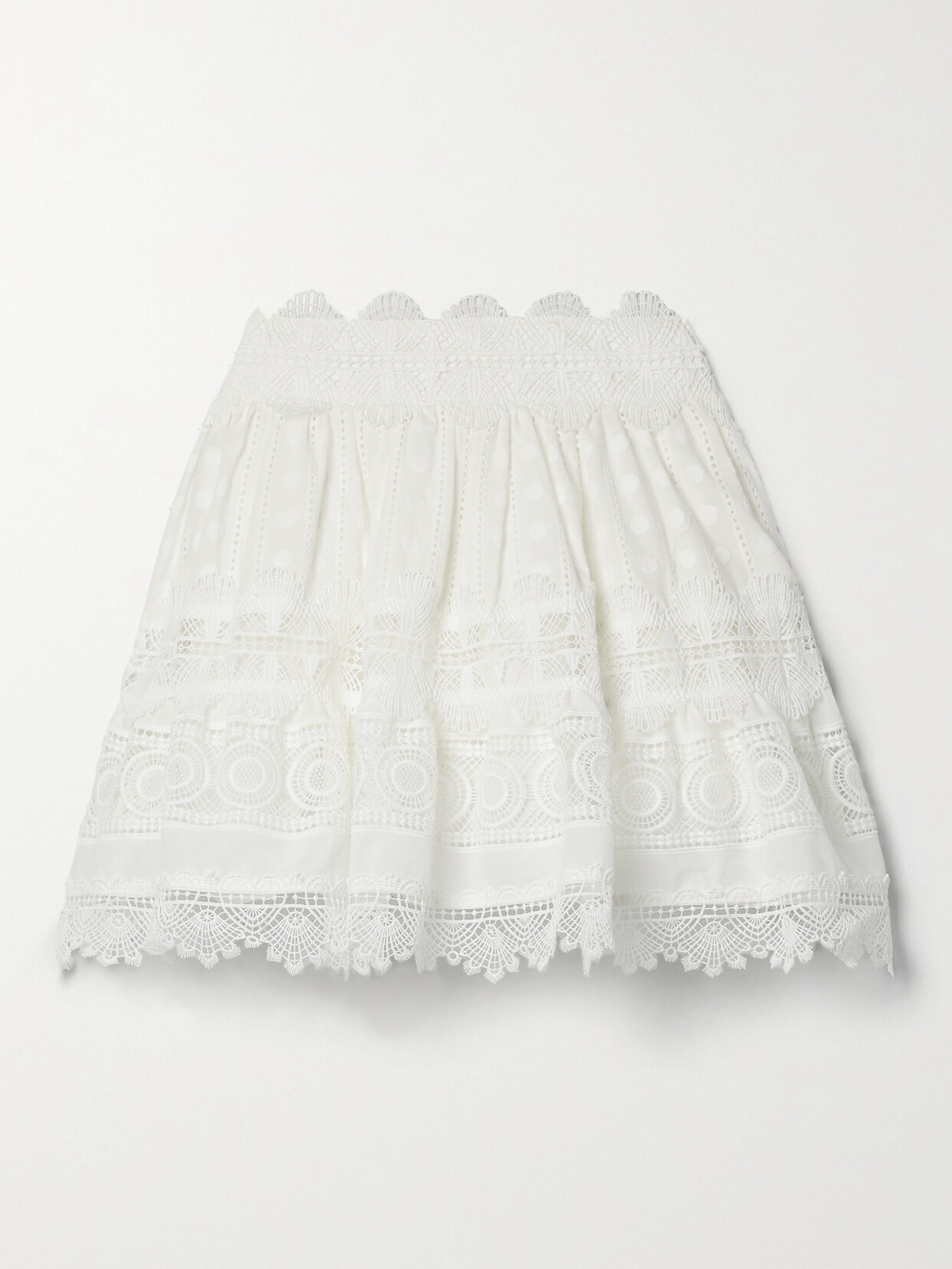 WAIMARI Ines Embroidered Cotton-blend Voile And Guipure Lace Mini Skirt - White
