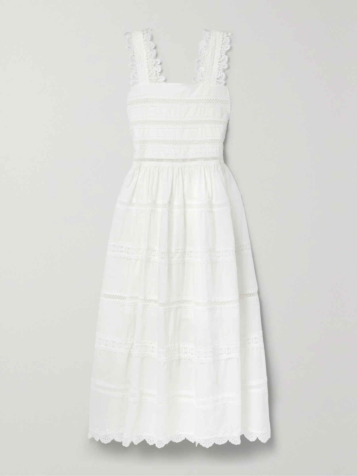 Waimari Kate Cotton-voile And Guipure Lace Midi Dress In White | ModeSens