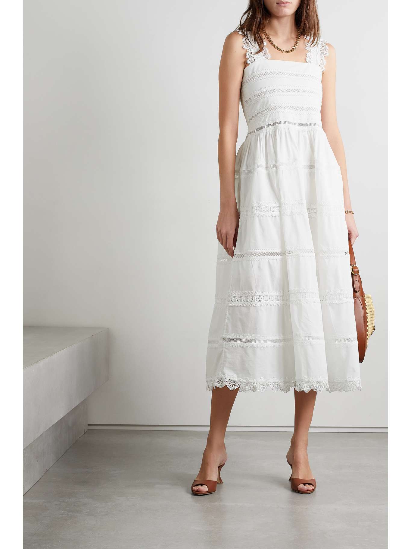 WAIMARI + NET SUSTAIN Kate cotton-voile and guipure lace midi dress