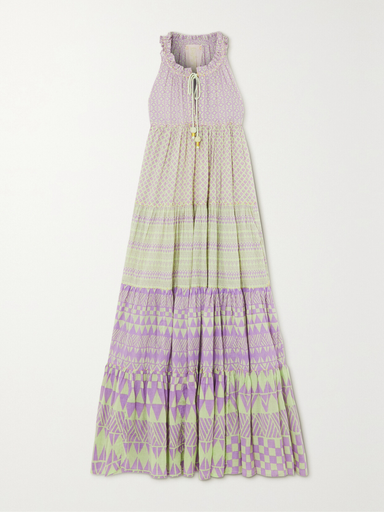 Yvonne S - Hippy Tiered Floral-print Cotton-voile Maxi Dress - Purple