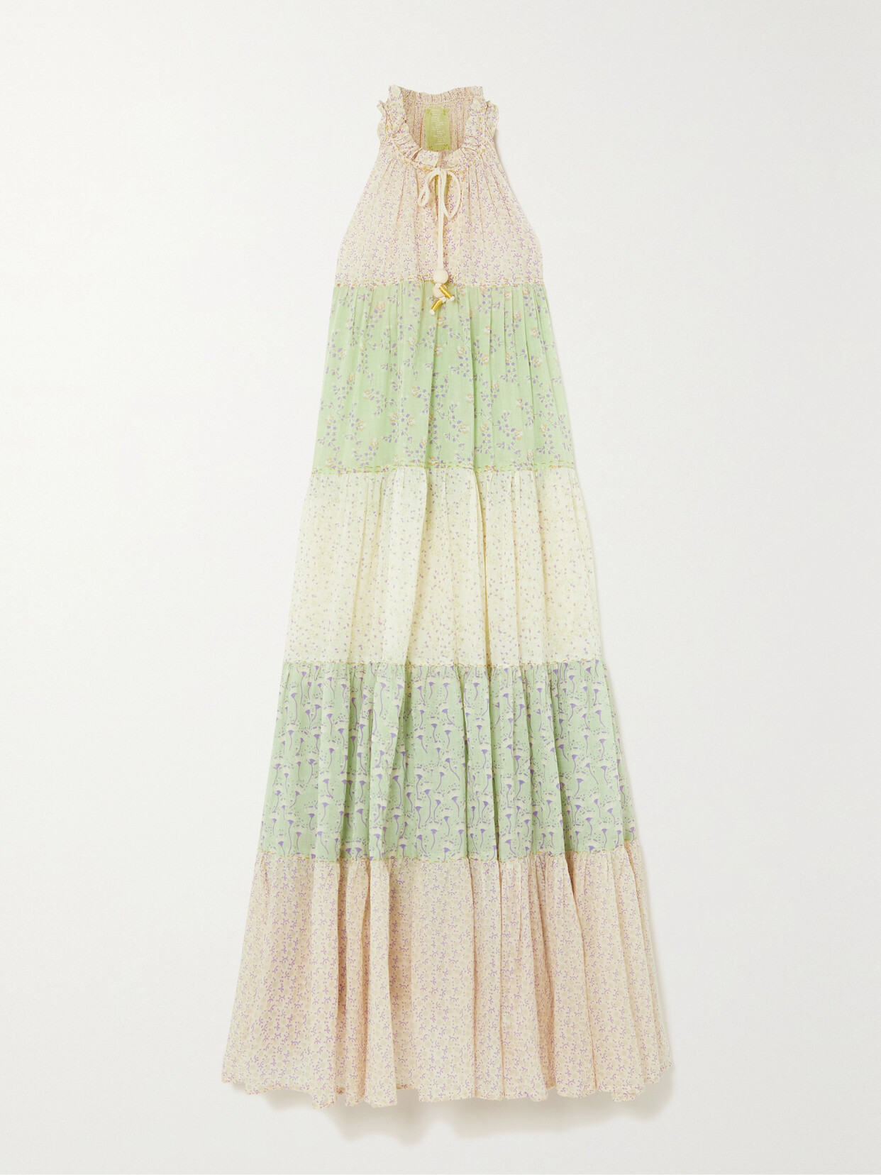 Yvonne S Hippy Tiered Printed Cotton-voile Maxi Dress - Green