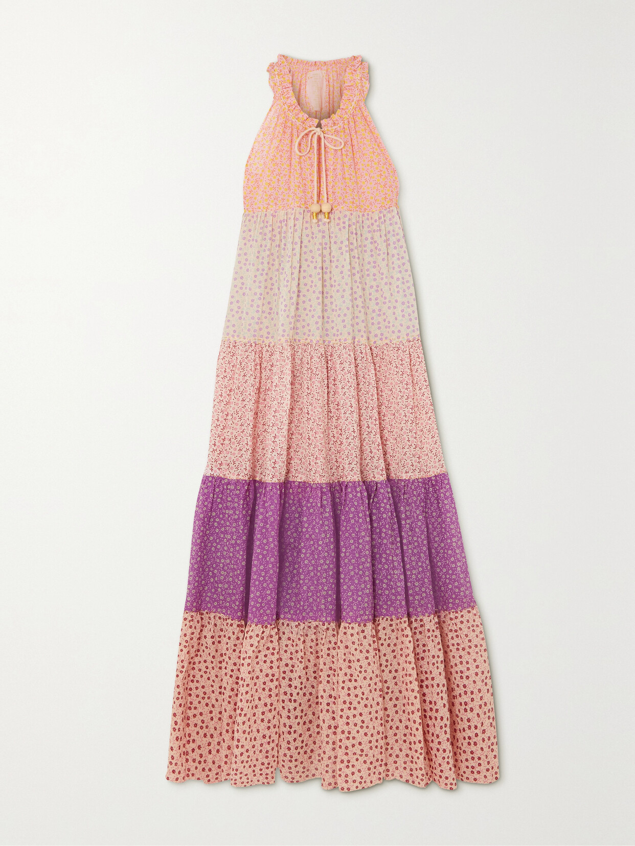 Yvonne S Hippy Tiered Floral-print Cotton-voile Maxi Dress - Orange