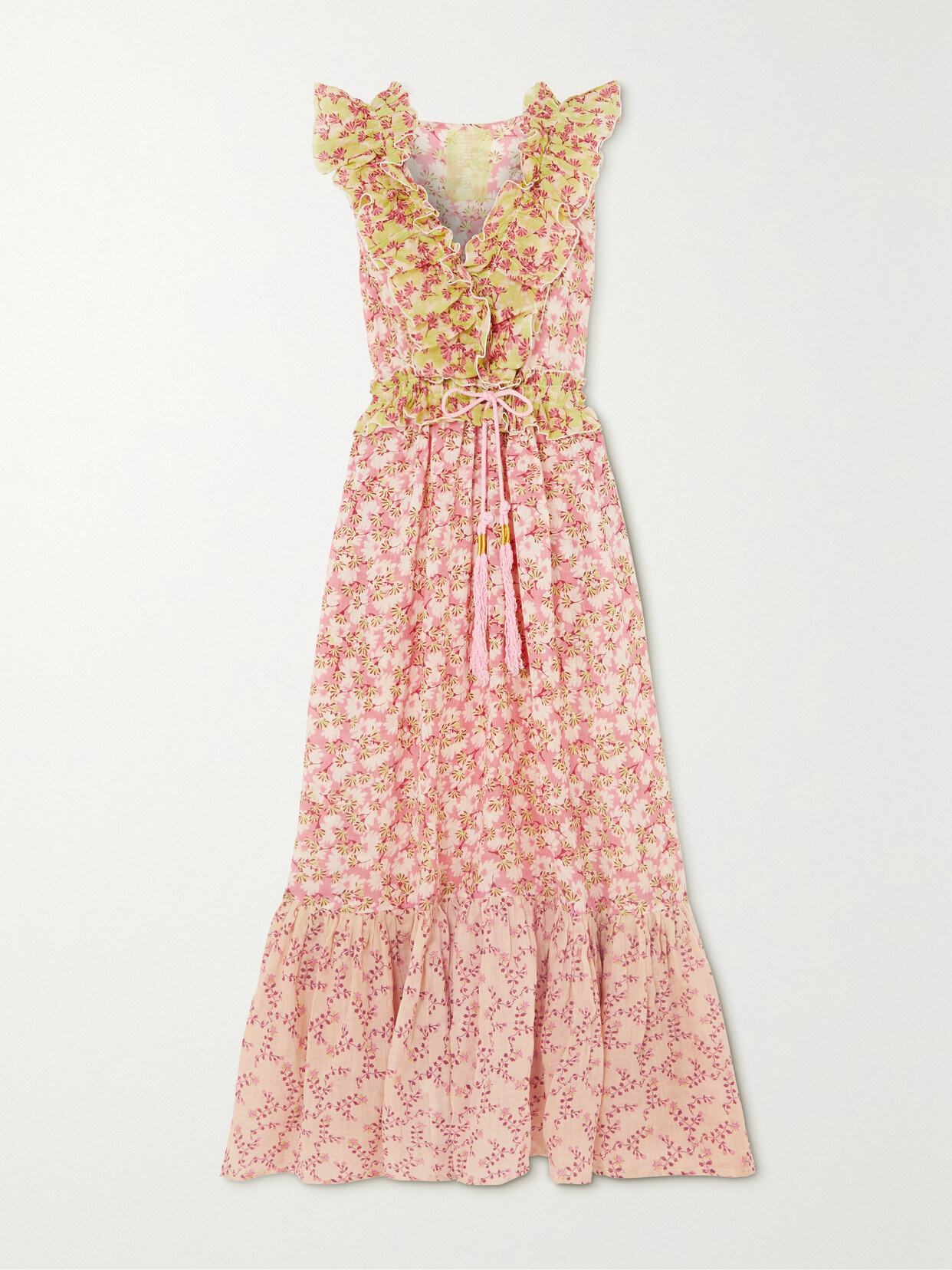 Yvonne S - + Net Sustain Marie Antoinette Ruffled Tiered Floral-print Linen Maxi Dress - medium