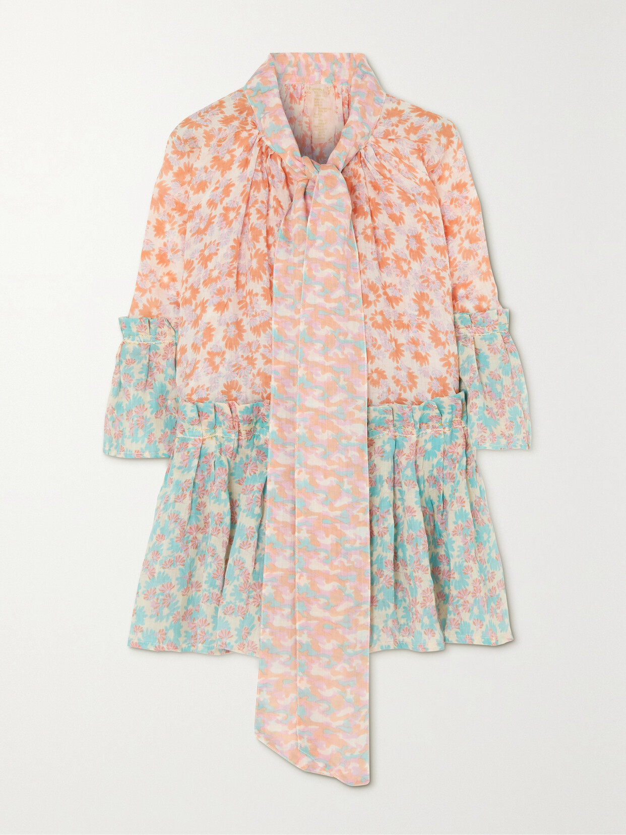 Yvonne S Angelica Ruffled Floral-print Linen Mini Dress - Pink