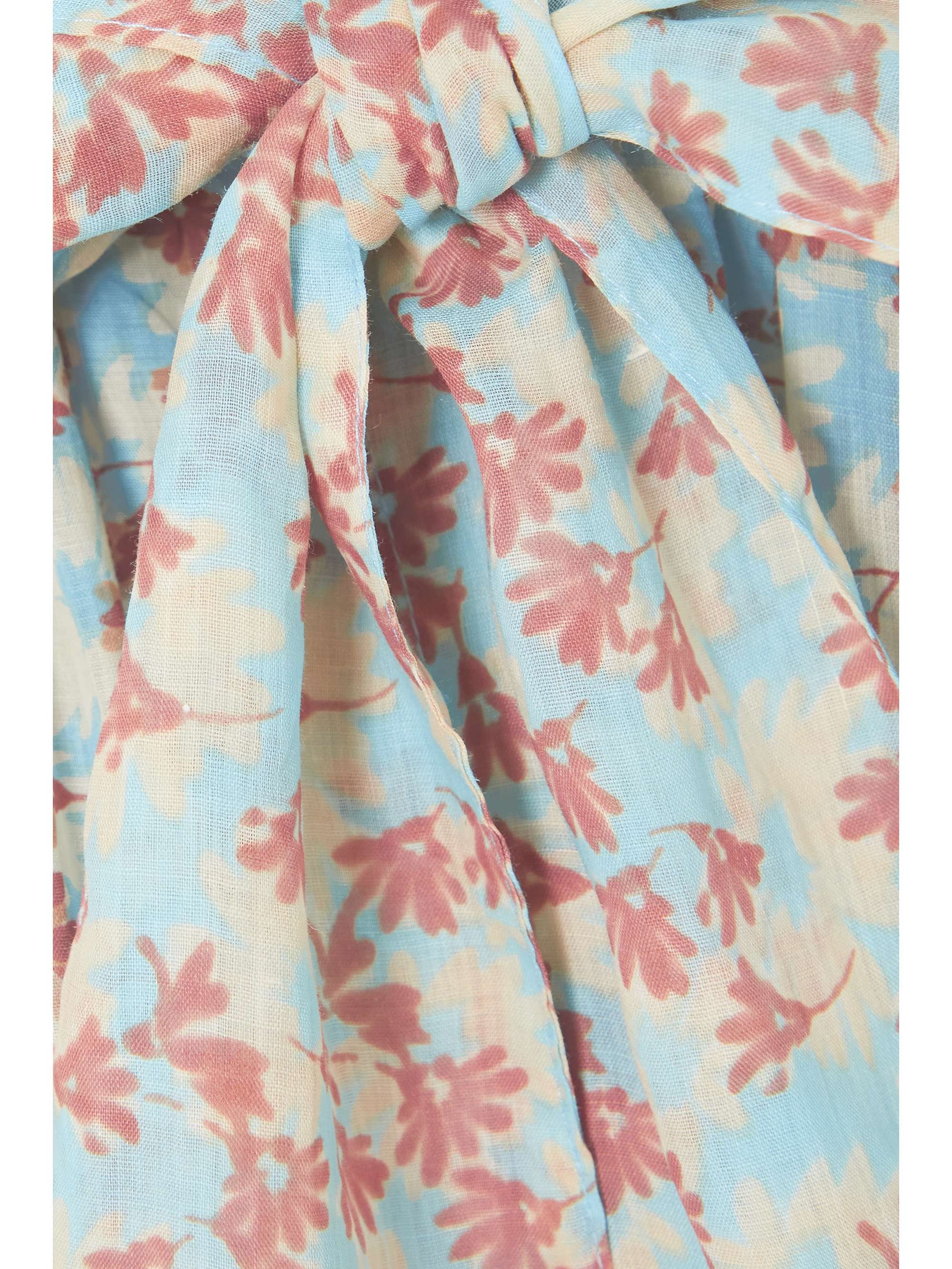 YVONNE S Angelica pussy-bow gathered printed linen mini dress