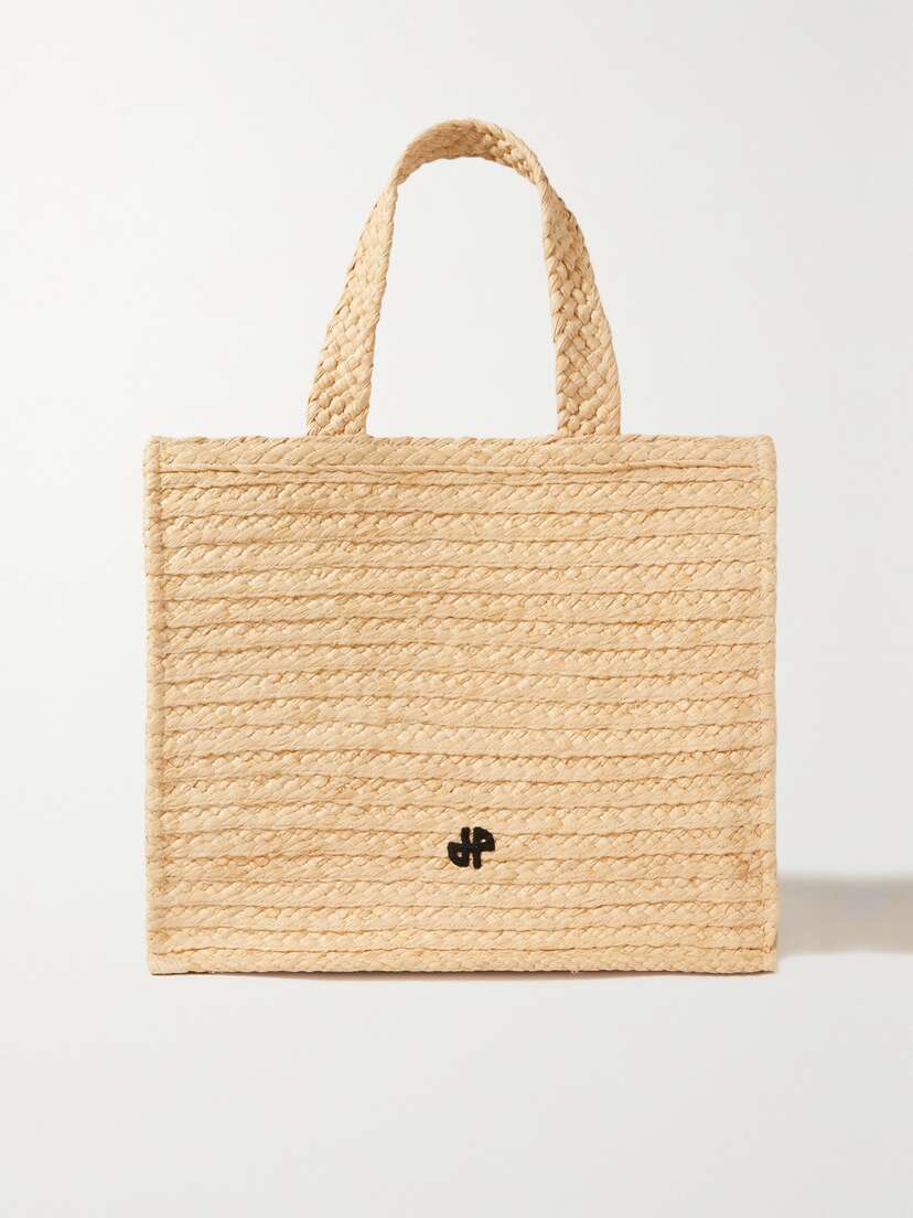Patou Embroidered Raffia Tote