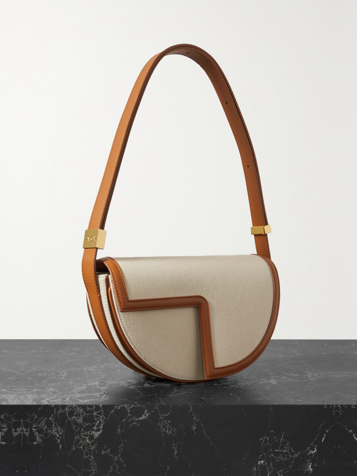 Patou - Le Patou Leather-trimmed Canvas Shoulder Bag - Cream