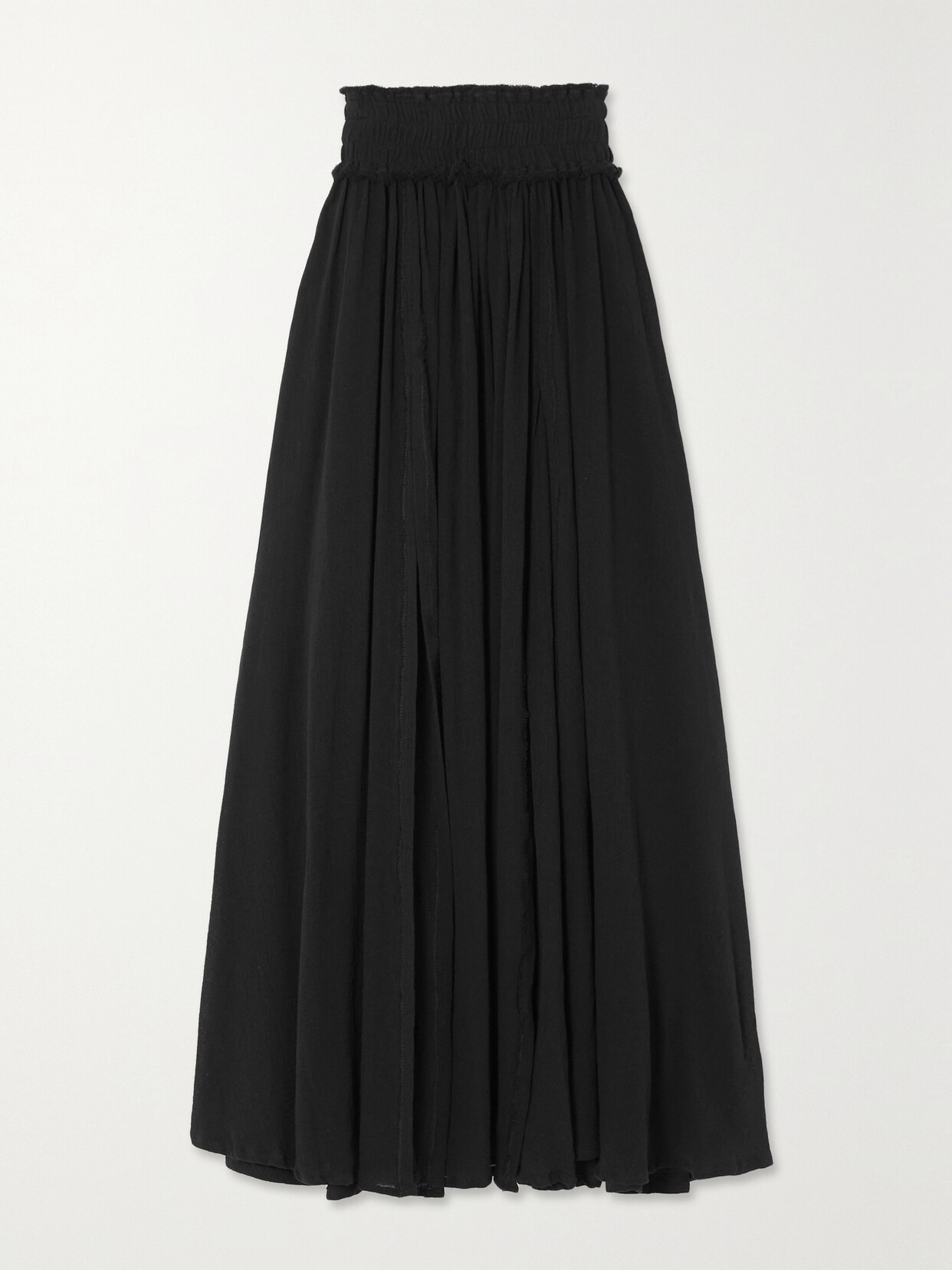 Caravana - + Net Sustain Uuchben Frayed Cotton-gauze Maxi Skirt - Black