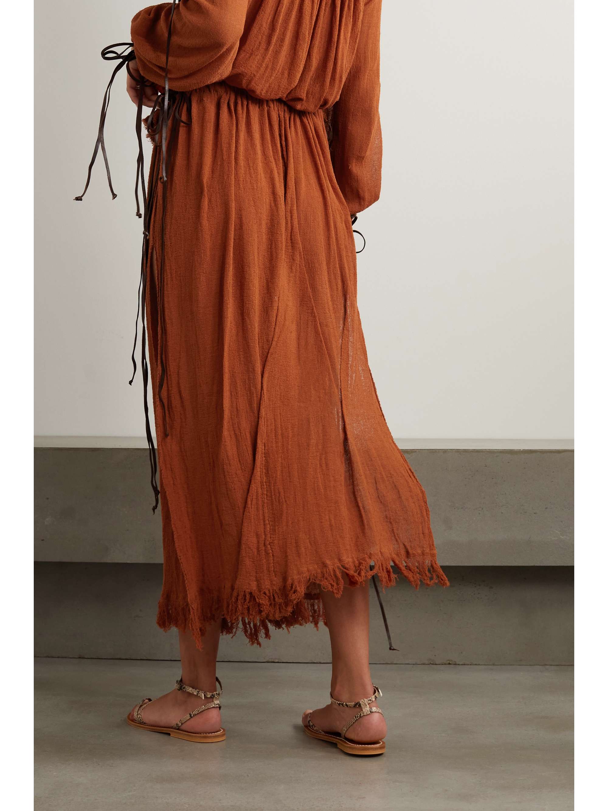 CARAVANA + NET SUSTAIN Nonhabin cotton-gauze maxi skirt