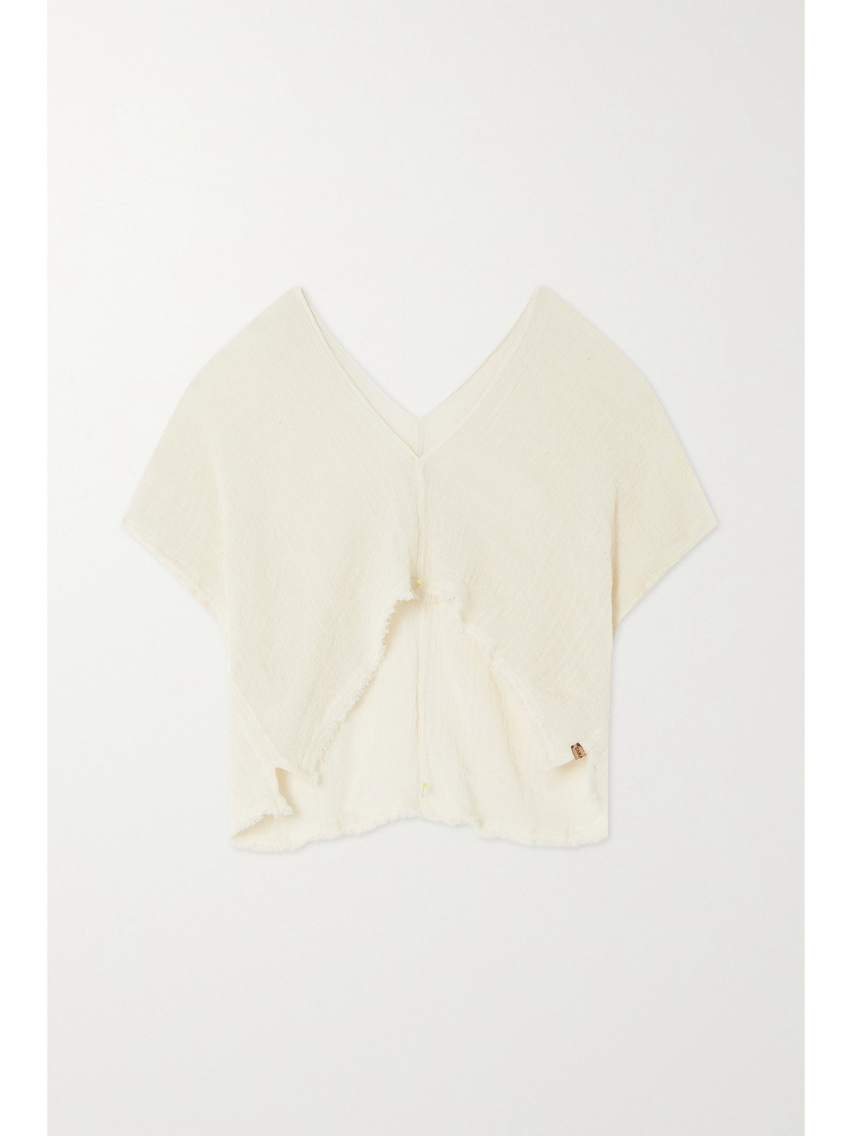 Caravana - + Net Sustain Boxkay Cropped Frayed Cotton Top - White