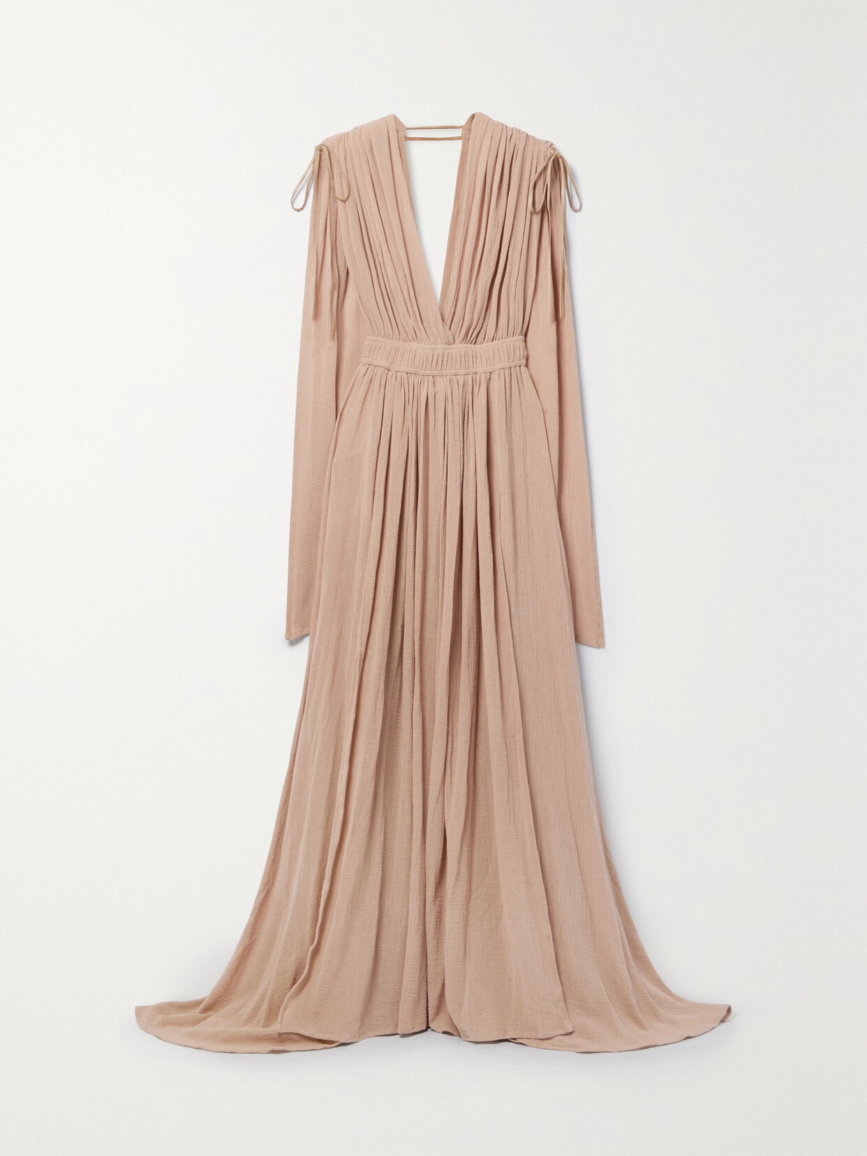 Caravana - Chal-tuni Cape-effect Leather-trimmed Cotton-gauze Maxi Dress - Pink