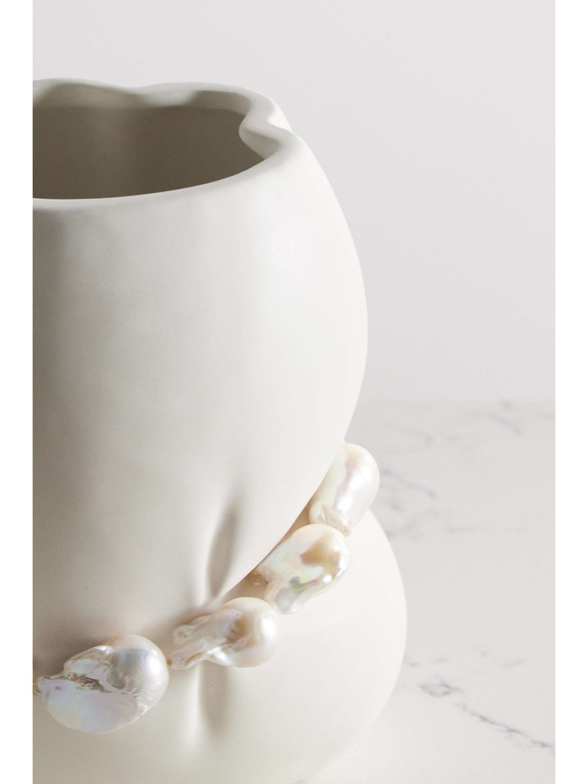 COMPLETEDWORKS Squeezed pearl-embellished ceramic vase