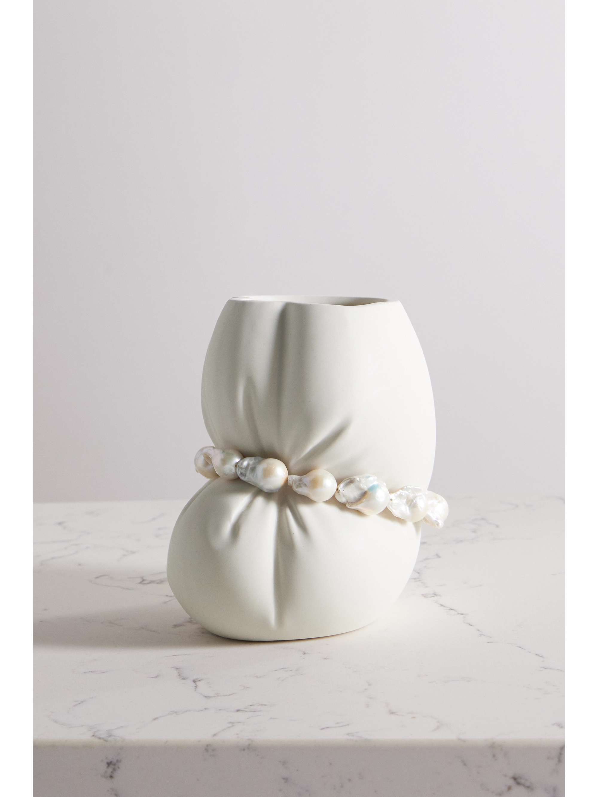 COMPLETEDWORKS Squeezed pearl-embellished ceramic vase