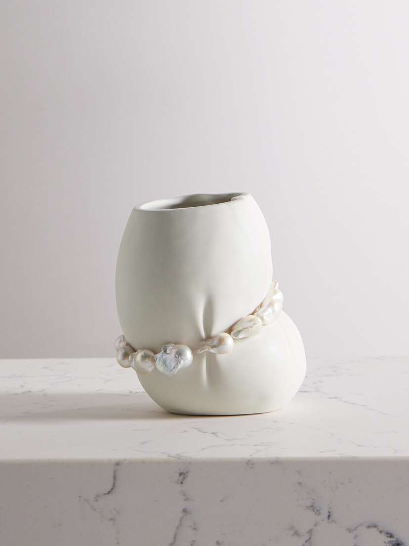 Completedworks Squeezed Pearl-embellished Ceramic Vase