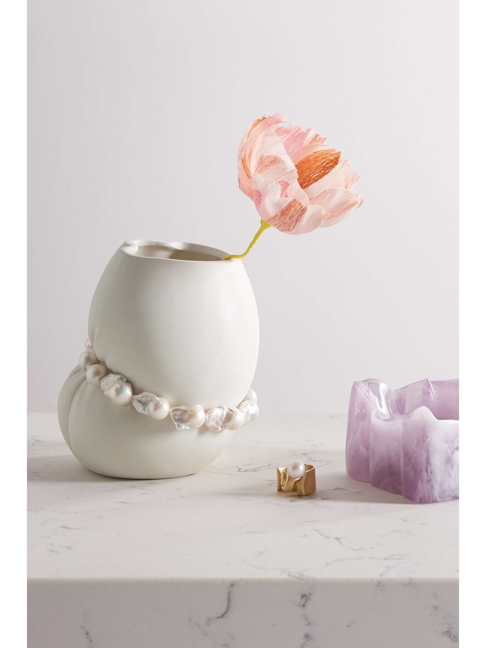 COMPLETEDWORKS Squeezed pearl-embellished ceramic vase