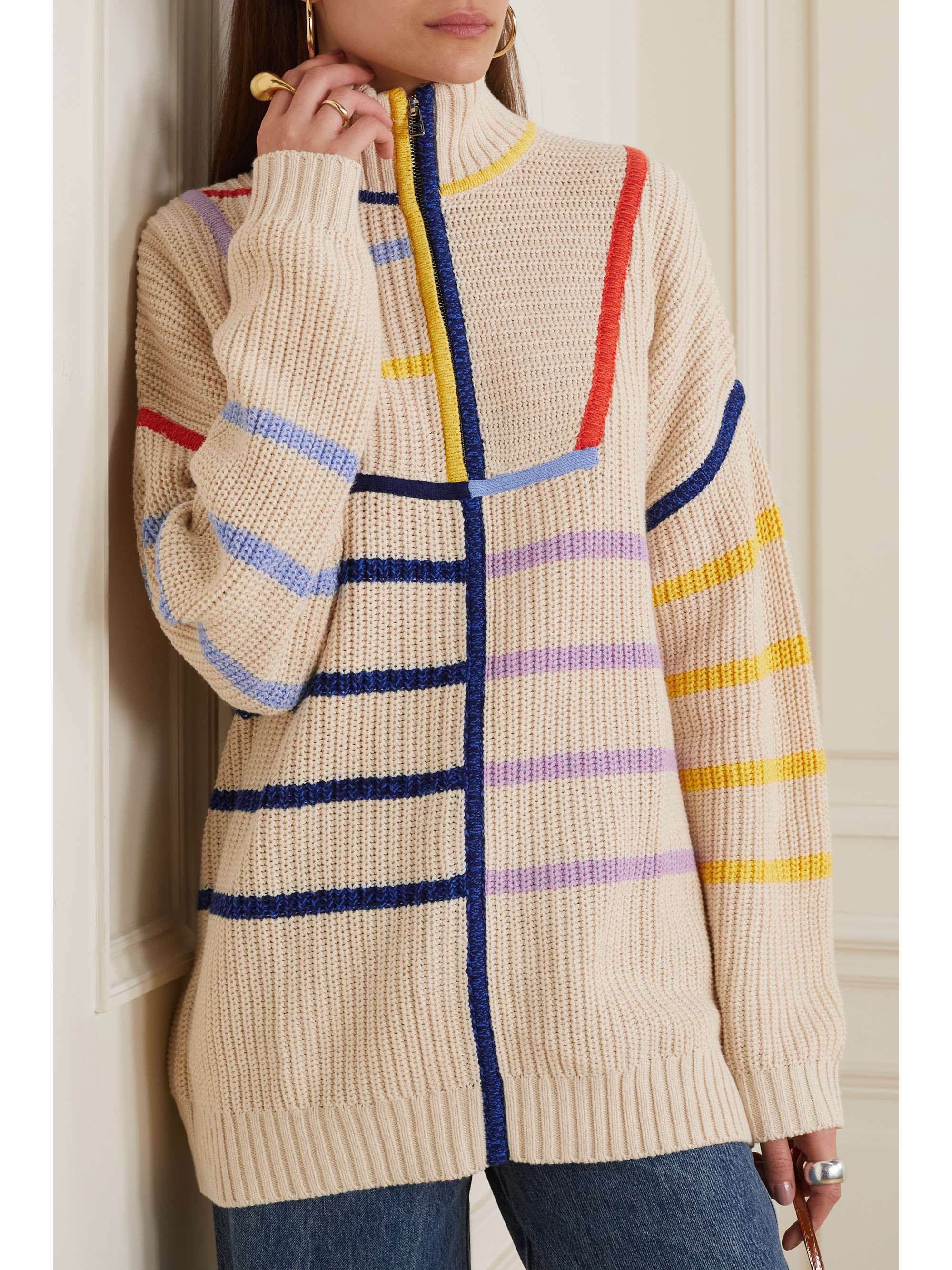 STAUD Hampton striped cotton-blend sweater | NET-A-PORTER