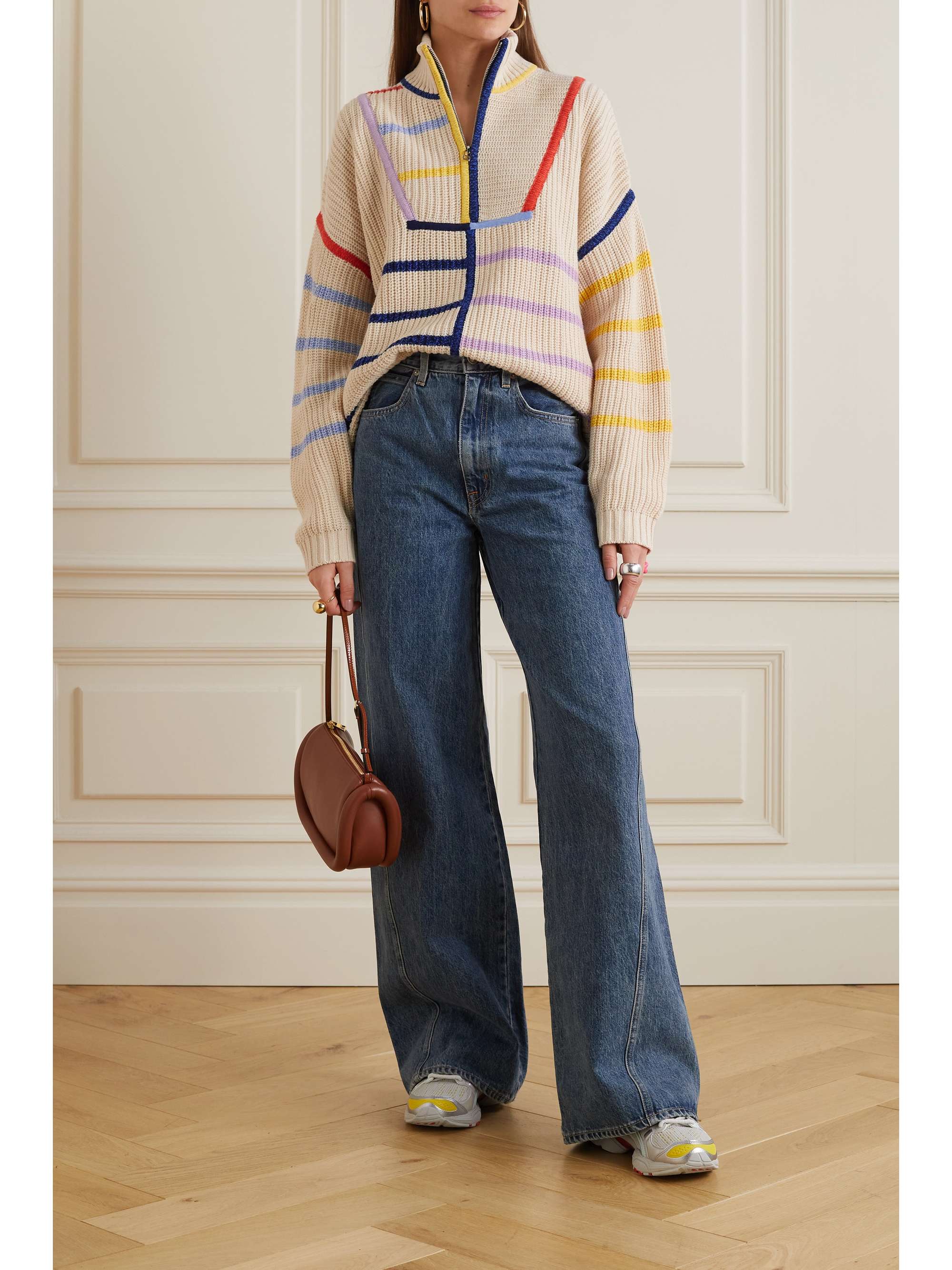 STAUD Hampton striped cotton-blend sweater | NET-A-PORTER