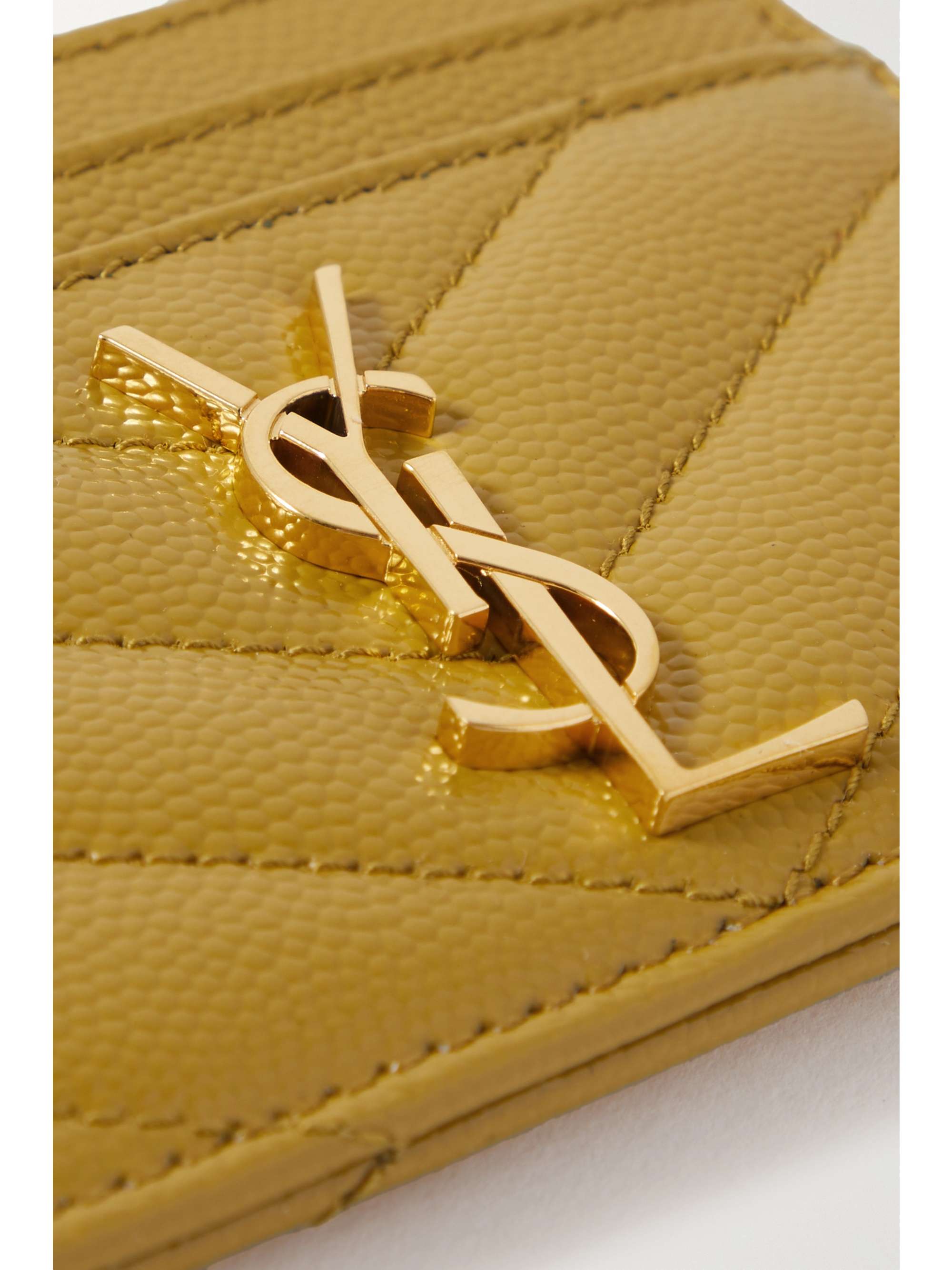 SAINT LAURENT Monogramme quilted textured-leather cardholder