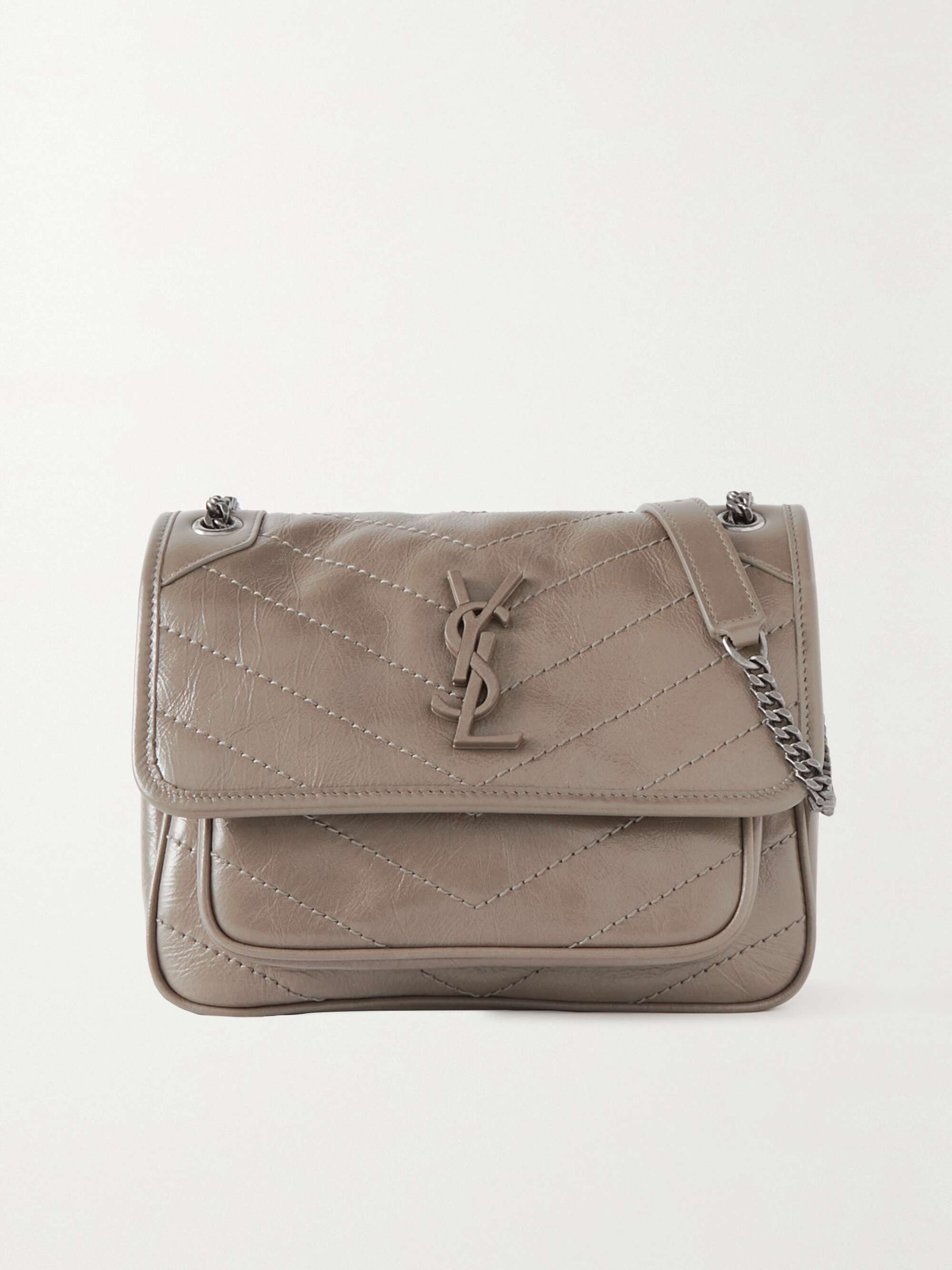 Saint Laurent Crinkled Leather Mini Niki Chain Shoulder Bag Saint