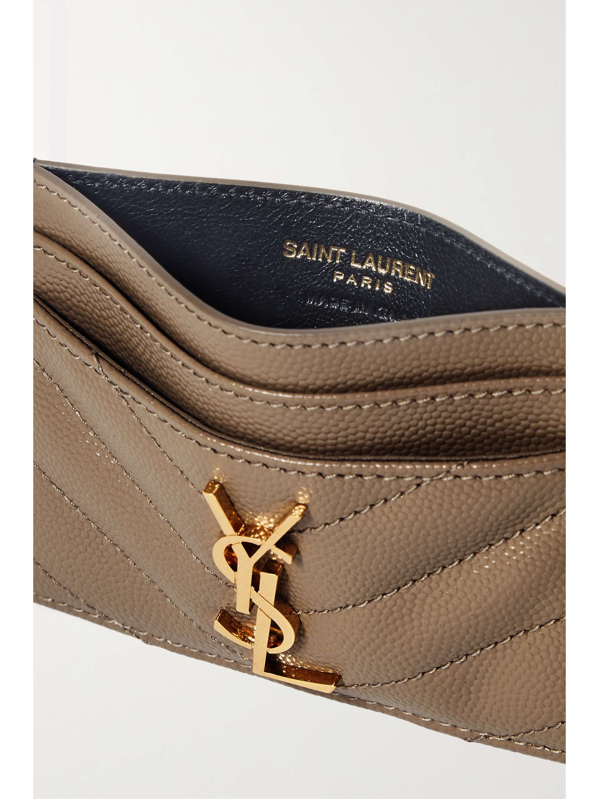 YSL-Plaque Zipped Quilted-Leather Cardholder