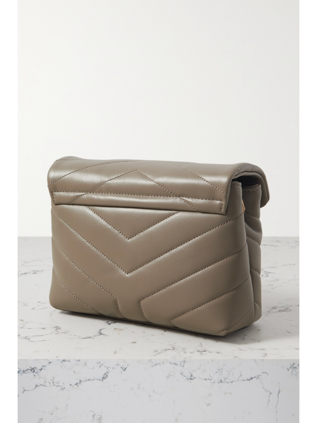 Saint Laurent Loulou Toy Strap Bag In Quilted "y" Leather In Brown