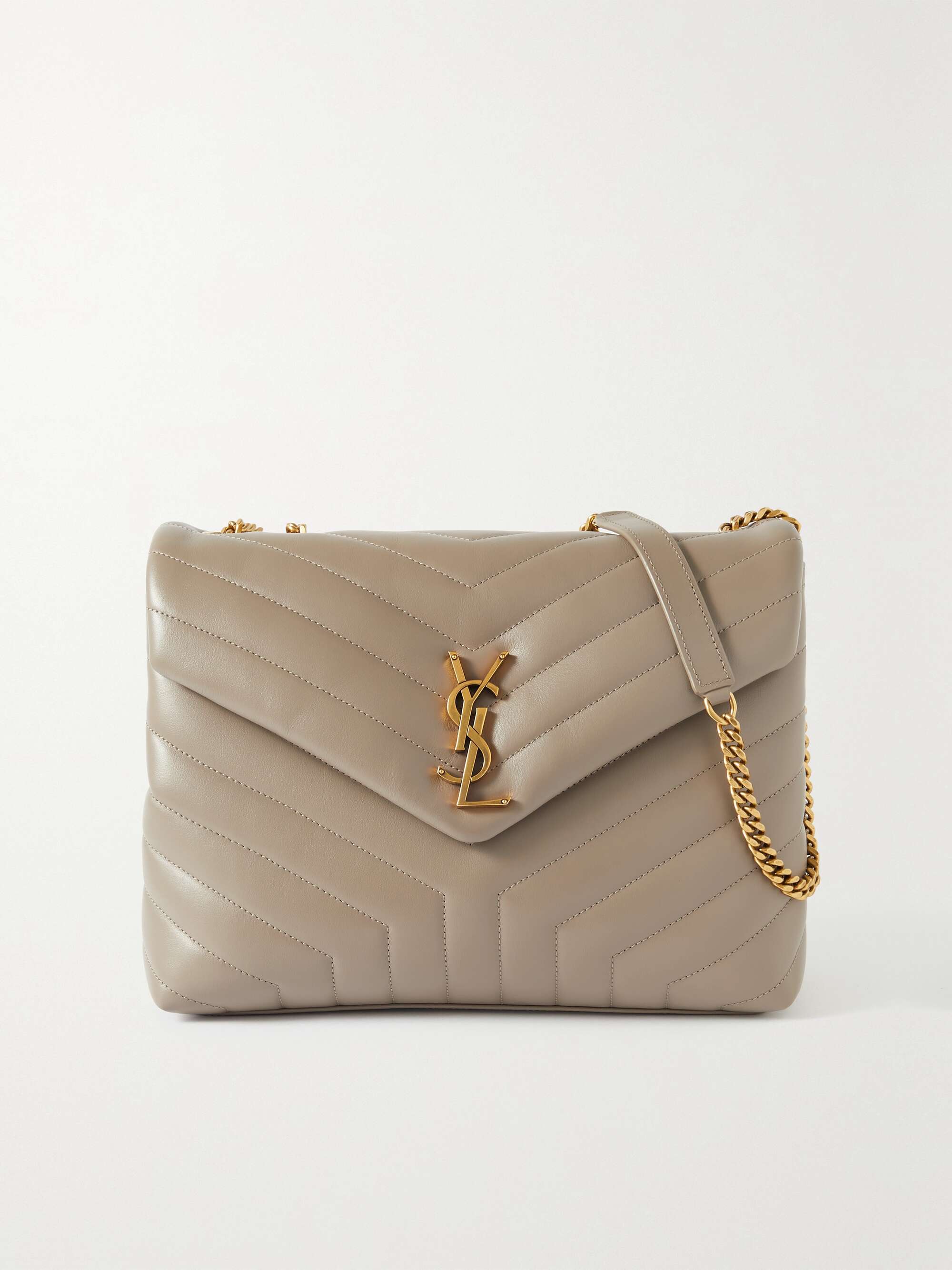 Saint Laurent Cream/gold Small Ysl Loulou Bag in Natural