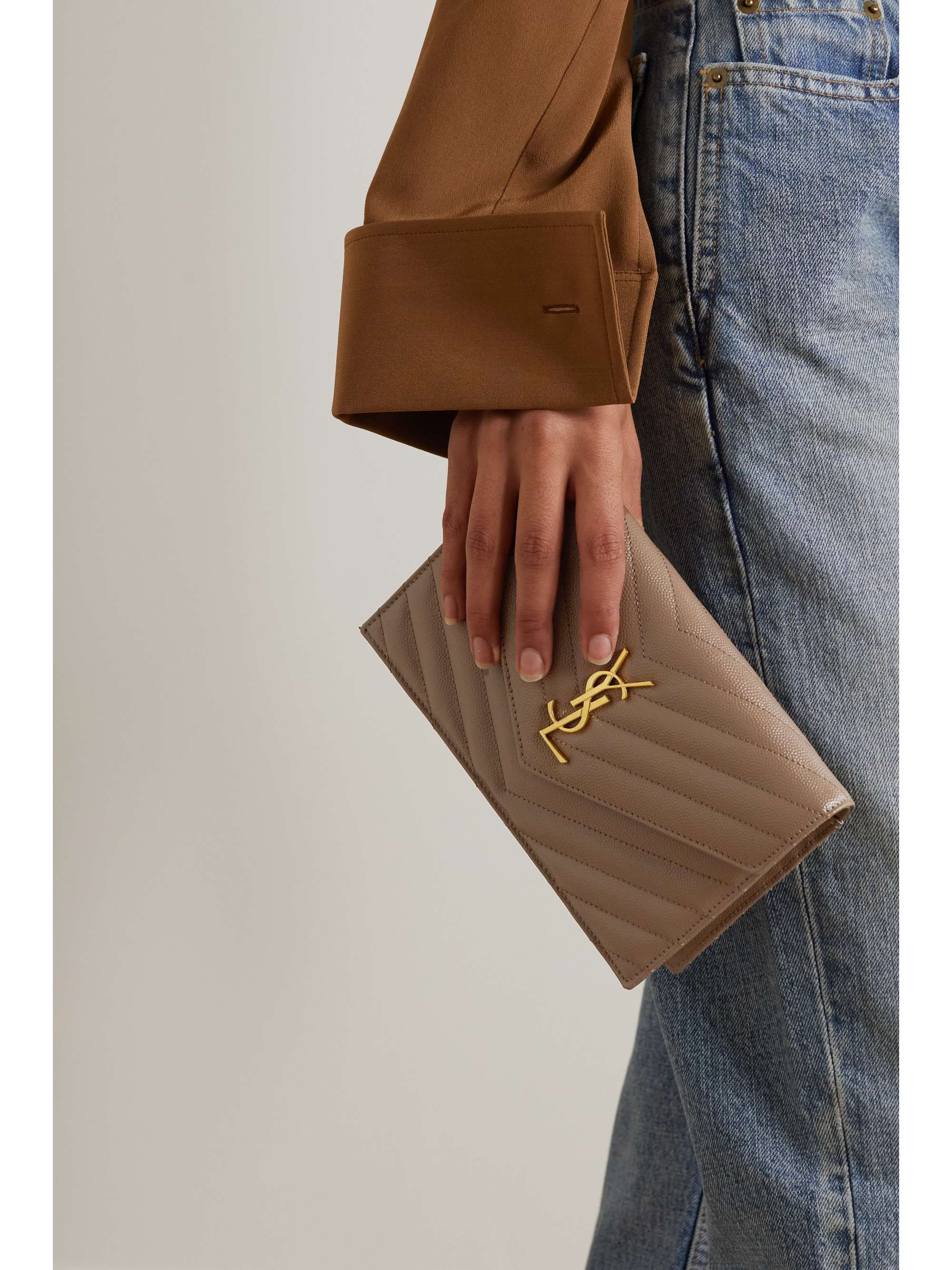 SAINT LAURENT Monogramme quilted textured-leather shoulder bag