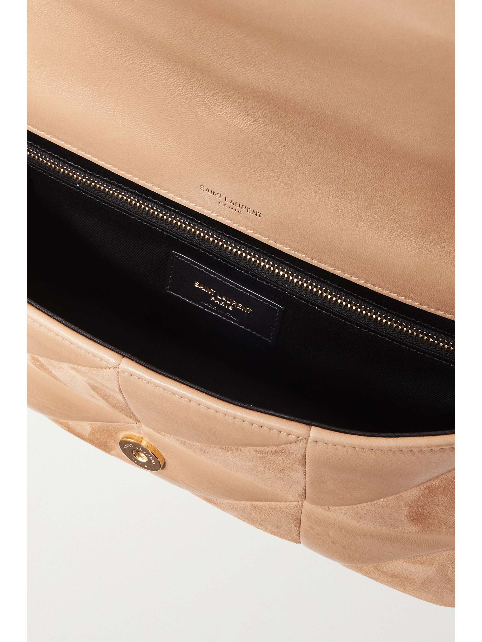 SAINT LAURENT Jamie medium quilted suede and leather shoulder bag NET