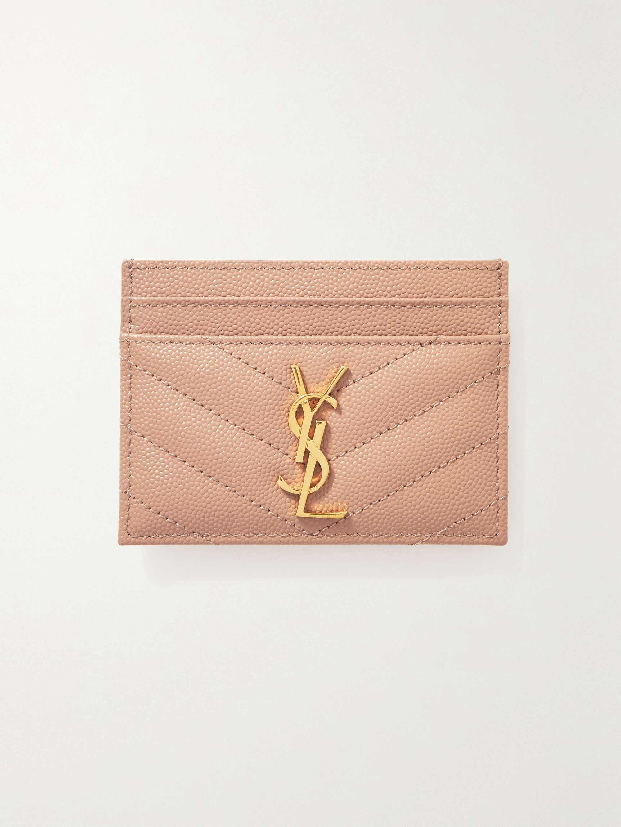 SAINT LAURENT Monogramme quilted textured-leather cardholder