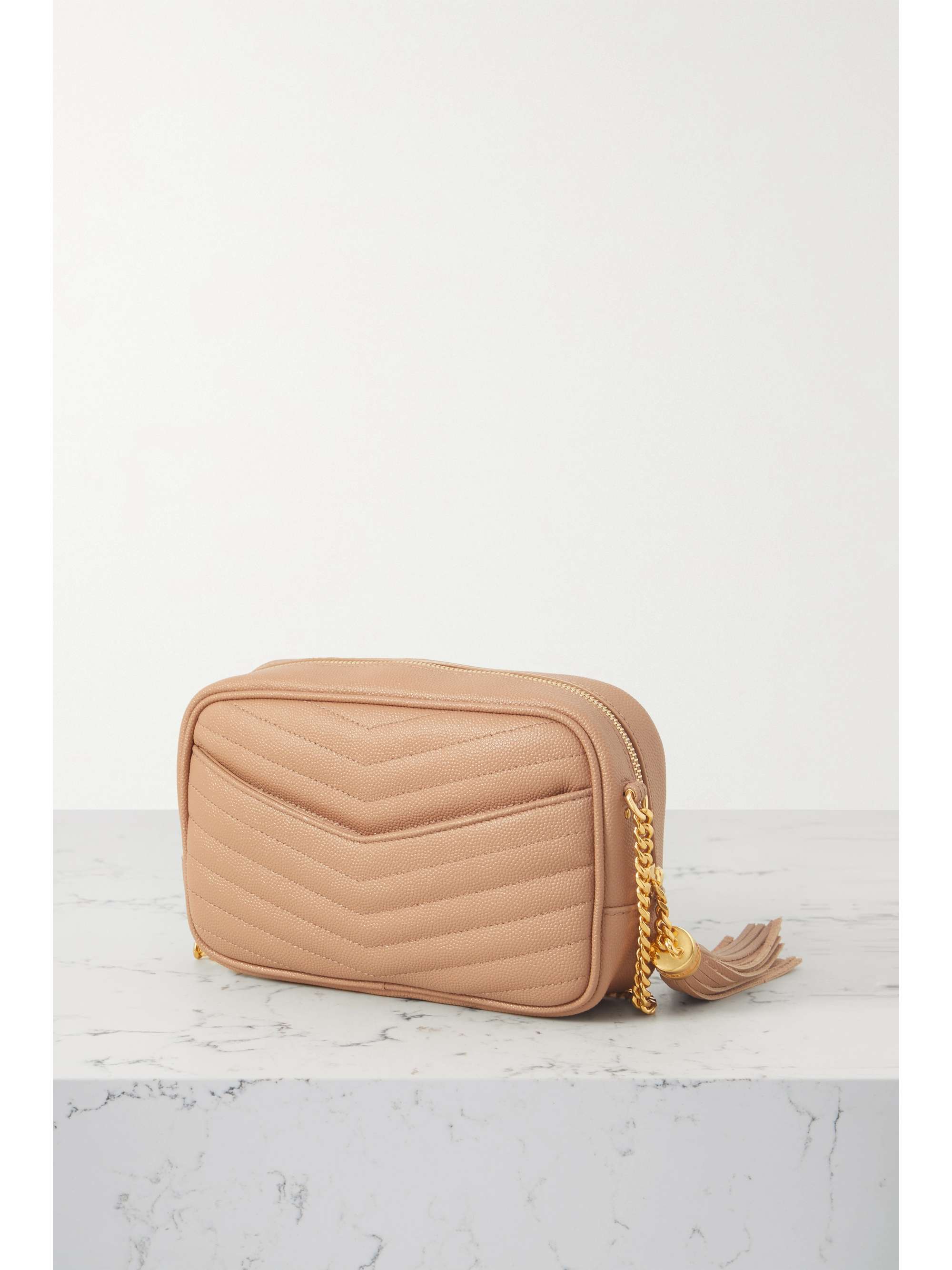 SAINT LAURENT Lou mini quilted texturedleather shoulder bag NETAPORTER