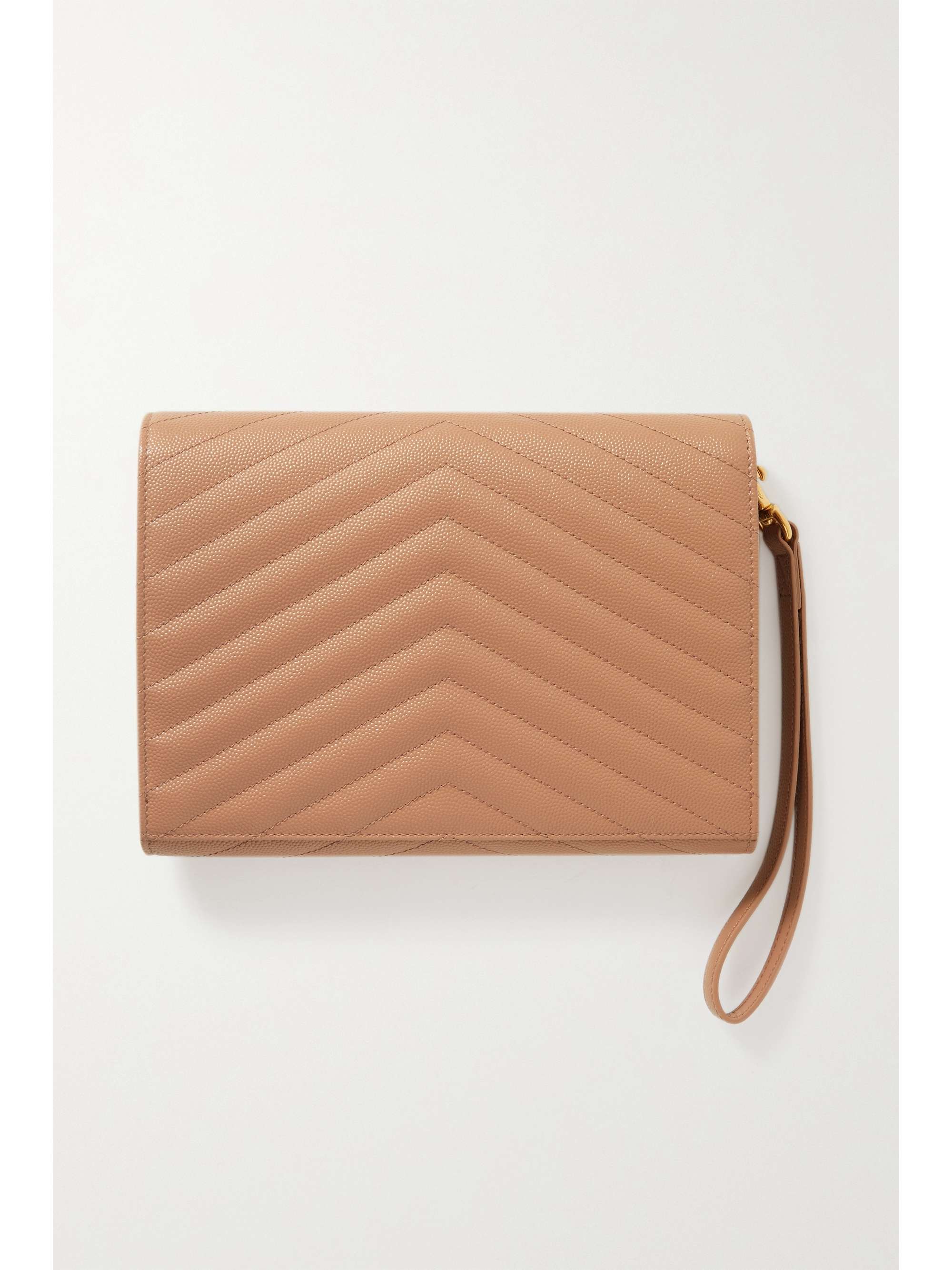 SAINT LAURENT Monogramme quilted textured-leather pouch