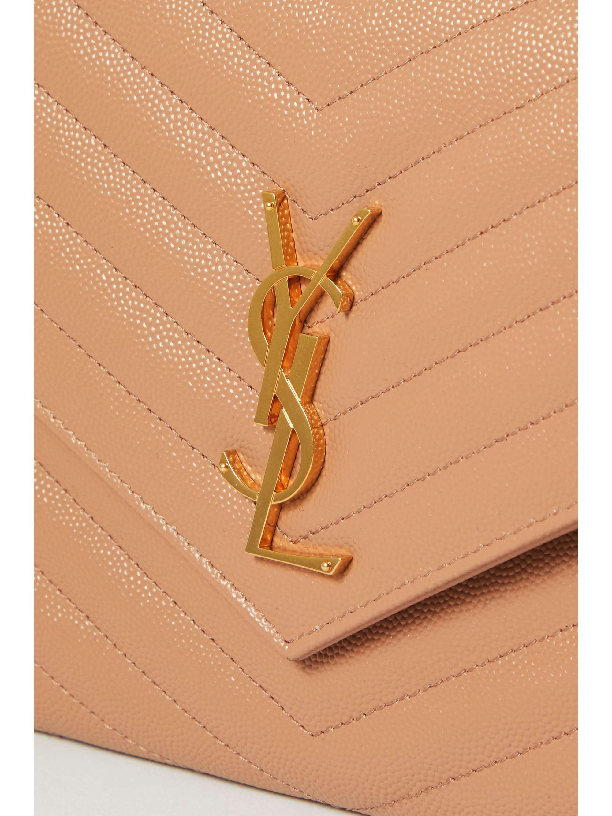 SAINT LAURENT Monogramme quilted textured-leather pouch