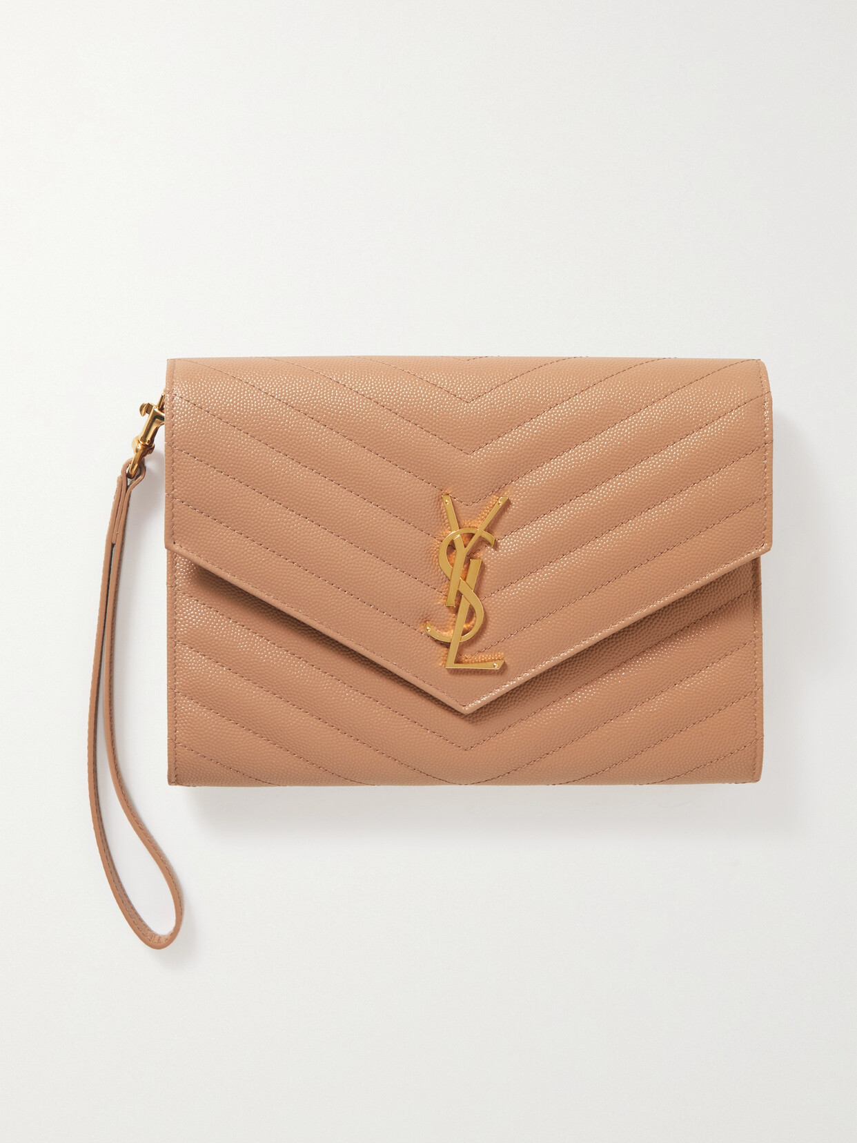 SAINT LAURENT Monogramme Quilted Textured-leather Pouch